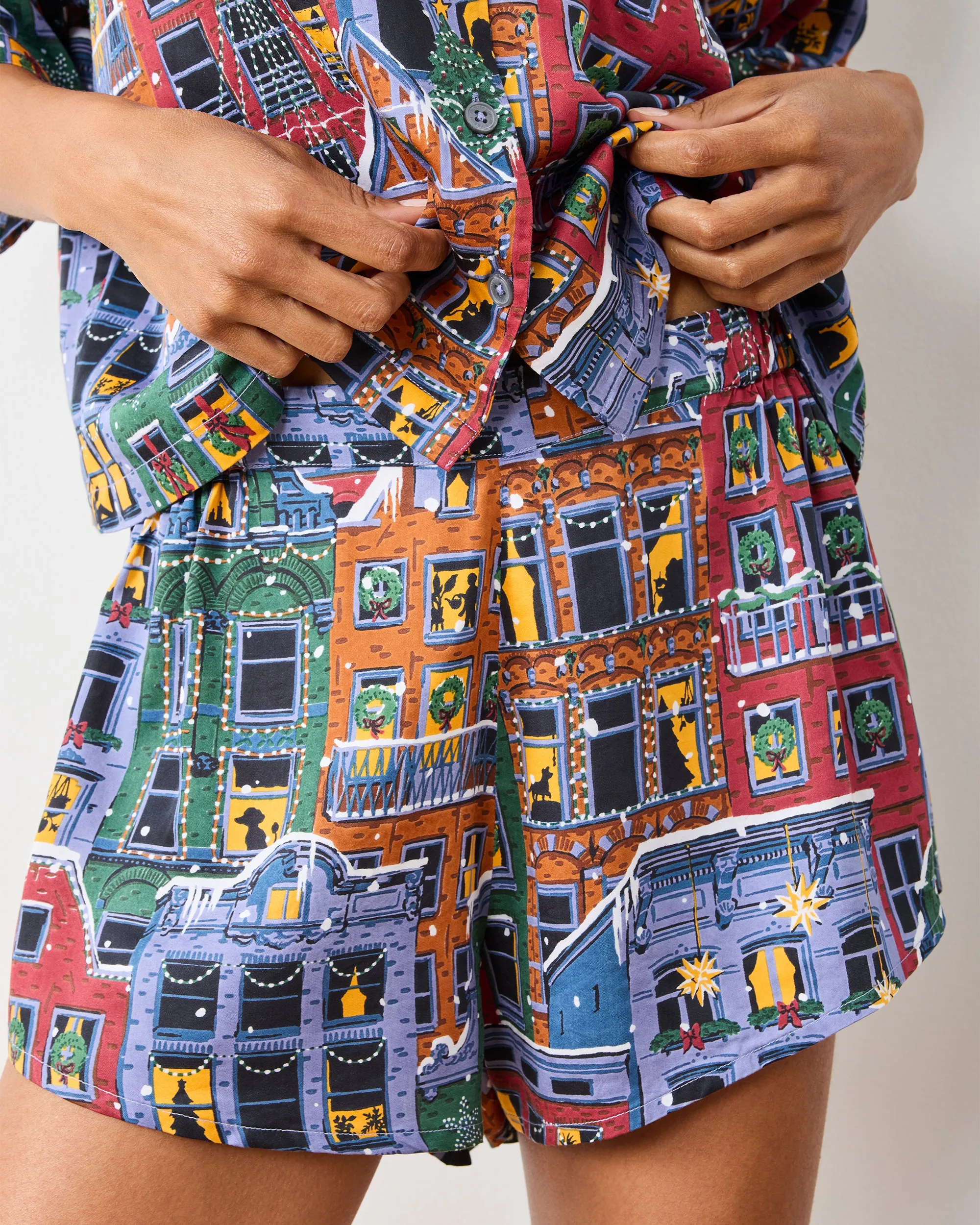 Manhattan Christmas - Eco Satin Sweet Dreams Set - Cozy Brownstone sold by Printfresh product image thumbnail 3