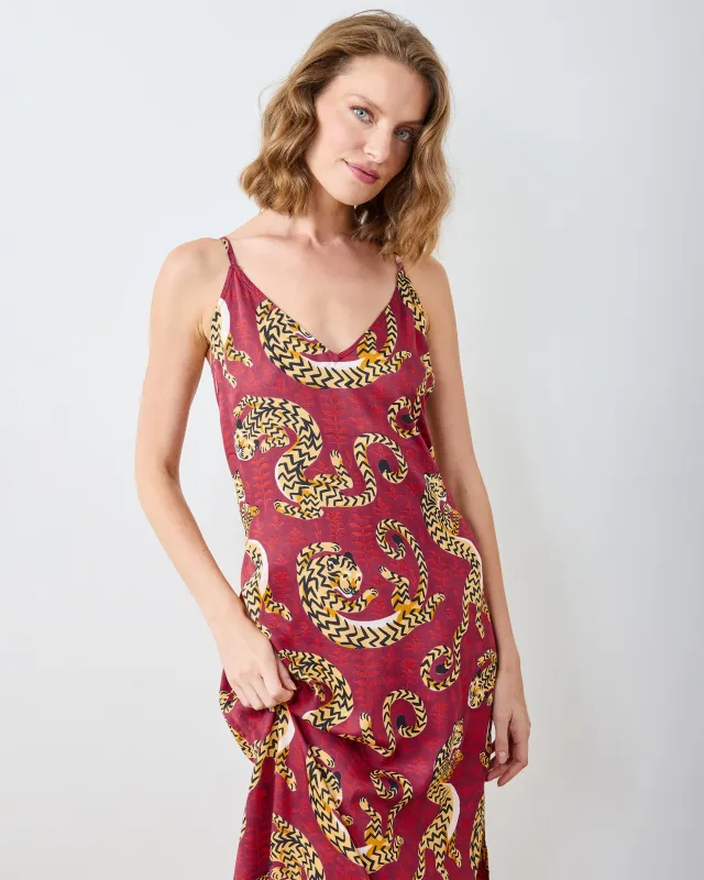 Twisted Tiger - Eco Satin Chic To Sleep Nightie - Merlot sold by Printfresh