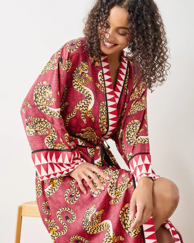 Twisted Tiger - Eco Satin Robe - Merlot sold by Printfresh