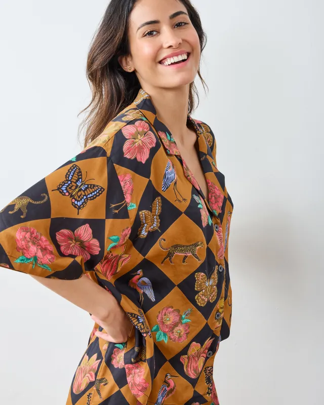 Botanical Checkerboard - Petite Eco Satin Wildest Dream Set - Caramel sold by Printfresh