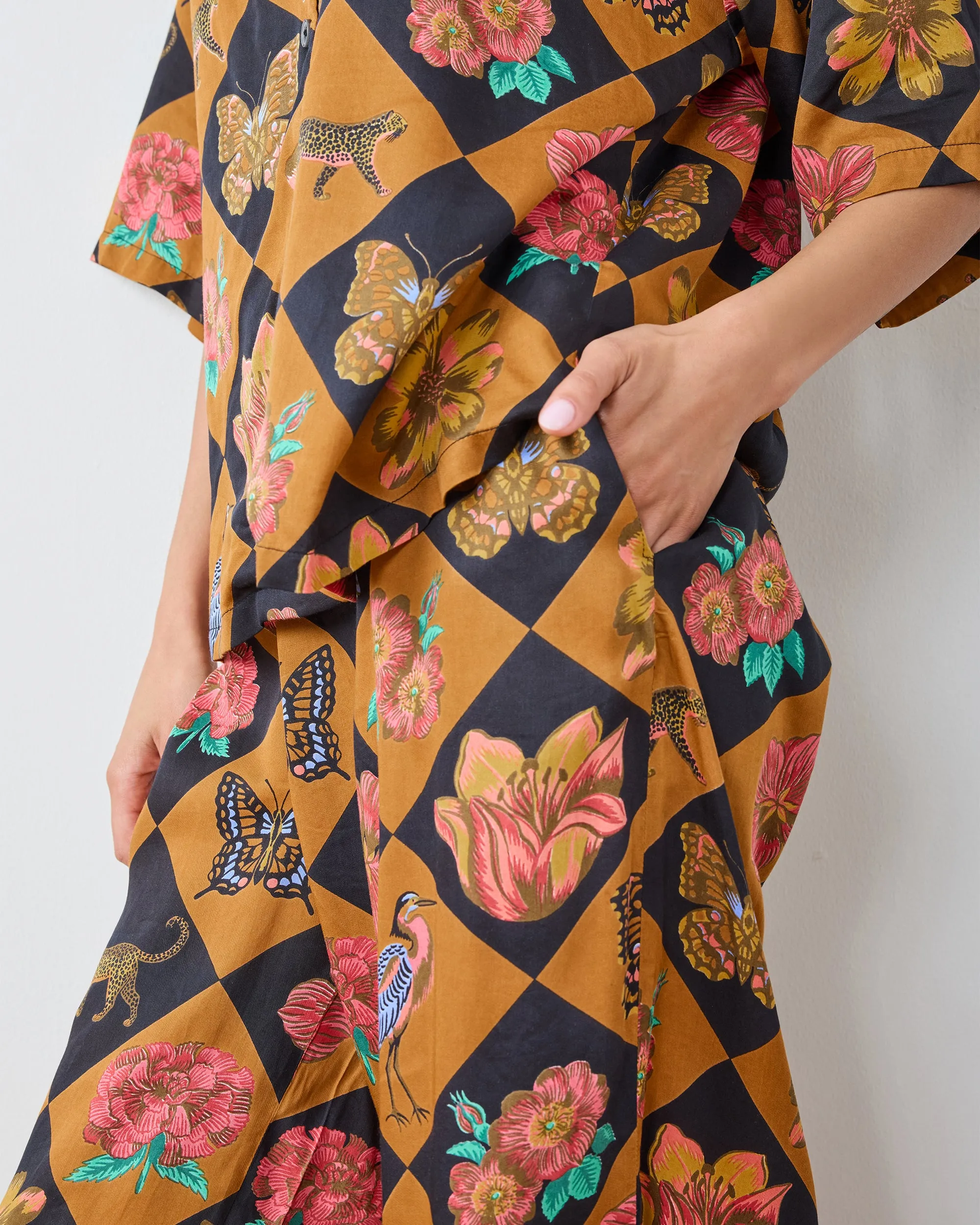 Botanical Checkerboard - Eco Satin Wildest Dreams Set - Caramel sold by Printfresh product image thumbnail 4