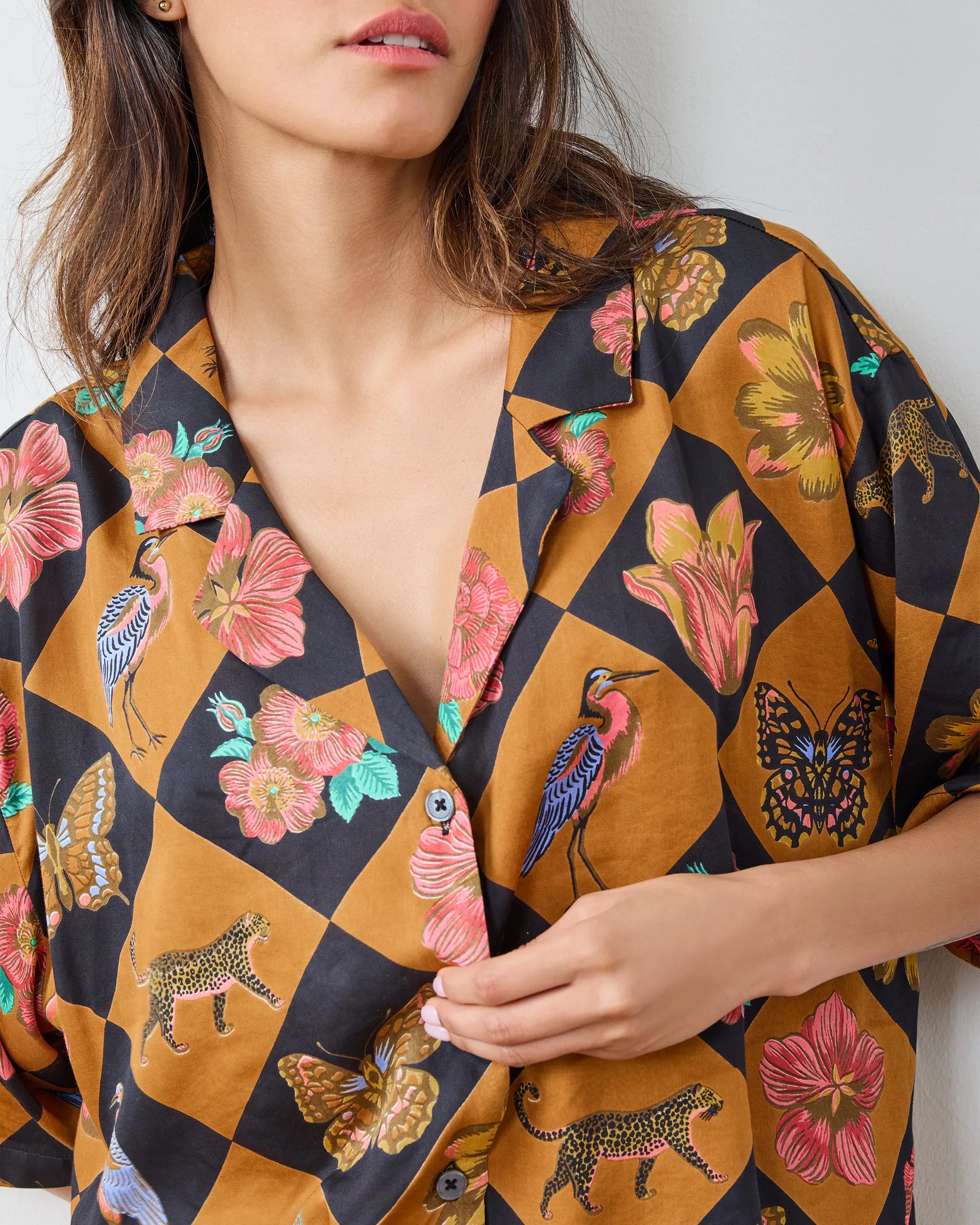 Botanical Checkerboard - Eco Satin Wildest Dreams Set - Caramel sold by Printfresh product image thumbnail 3