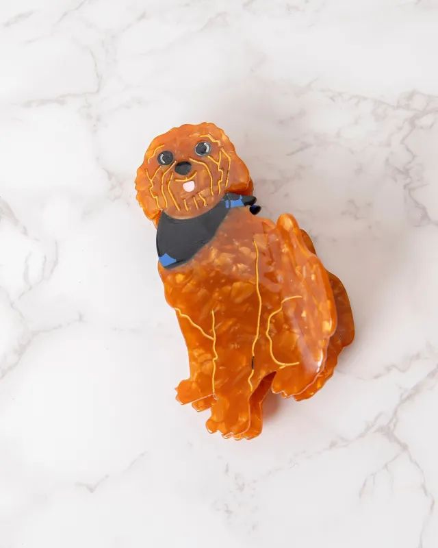 Brown - Hand Painted Golden Doodle Claw Hair Clip - Solar Eclipse sold by Printfresh