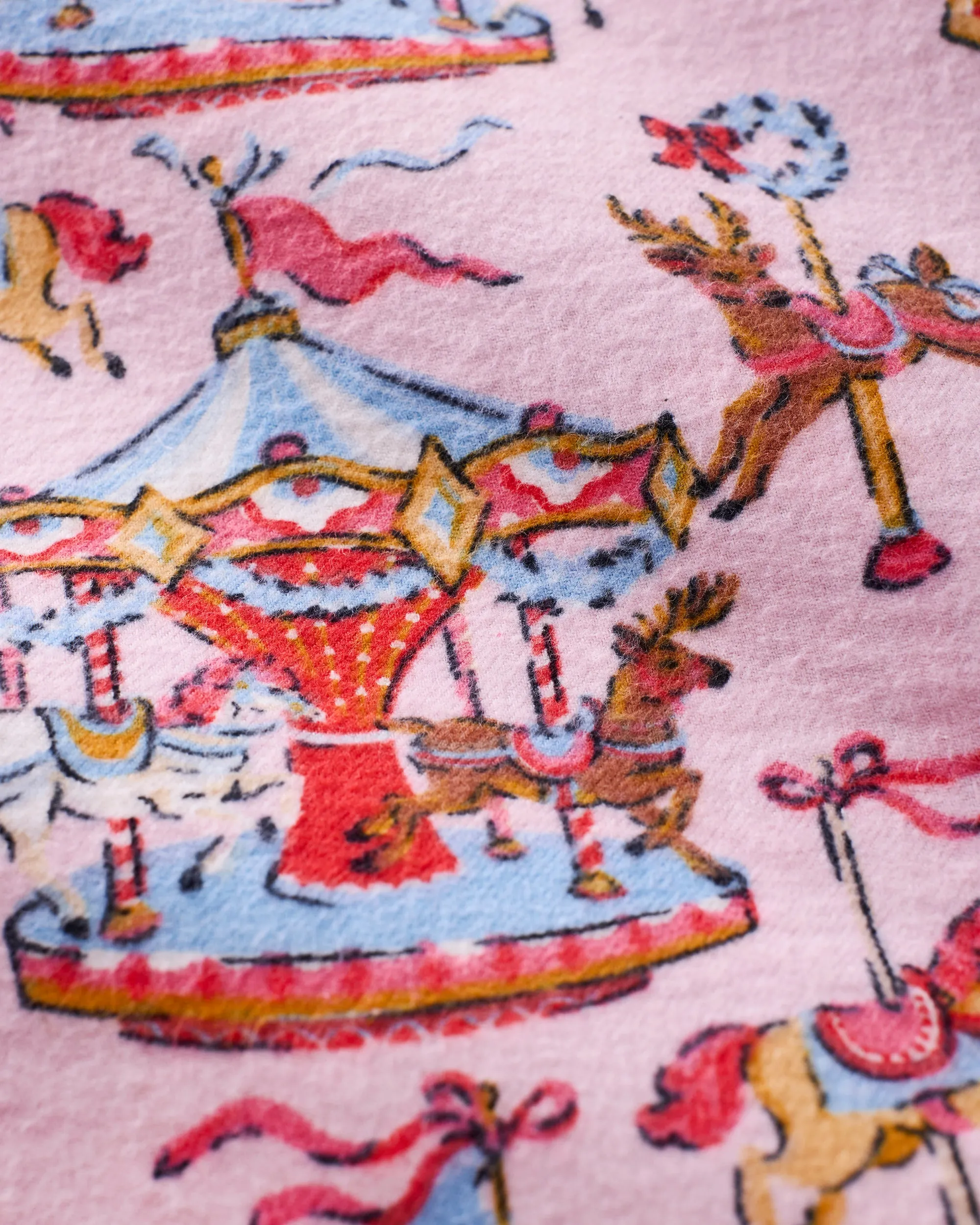 Christmas Carousel - Midweight Flannel Sleep Shirt - Pink Garland sold by Printfresh product image thumbnail 2