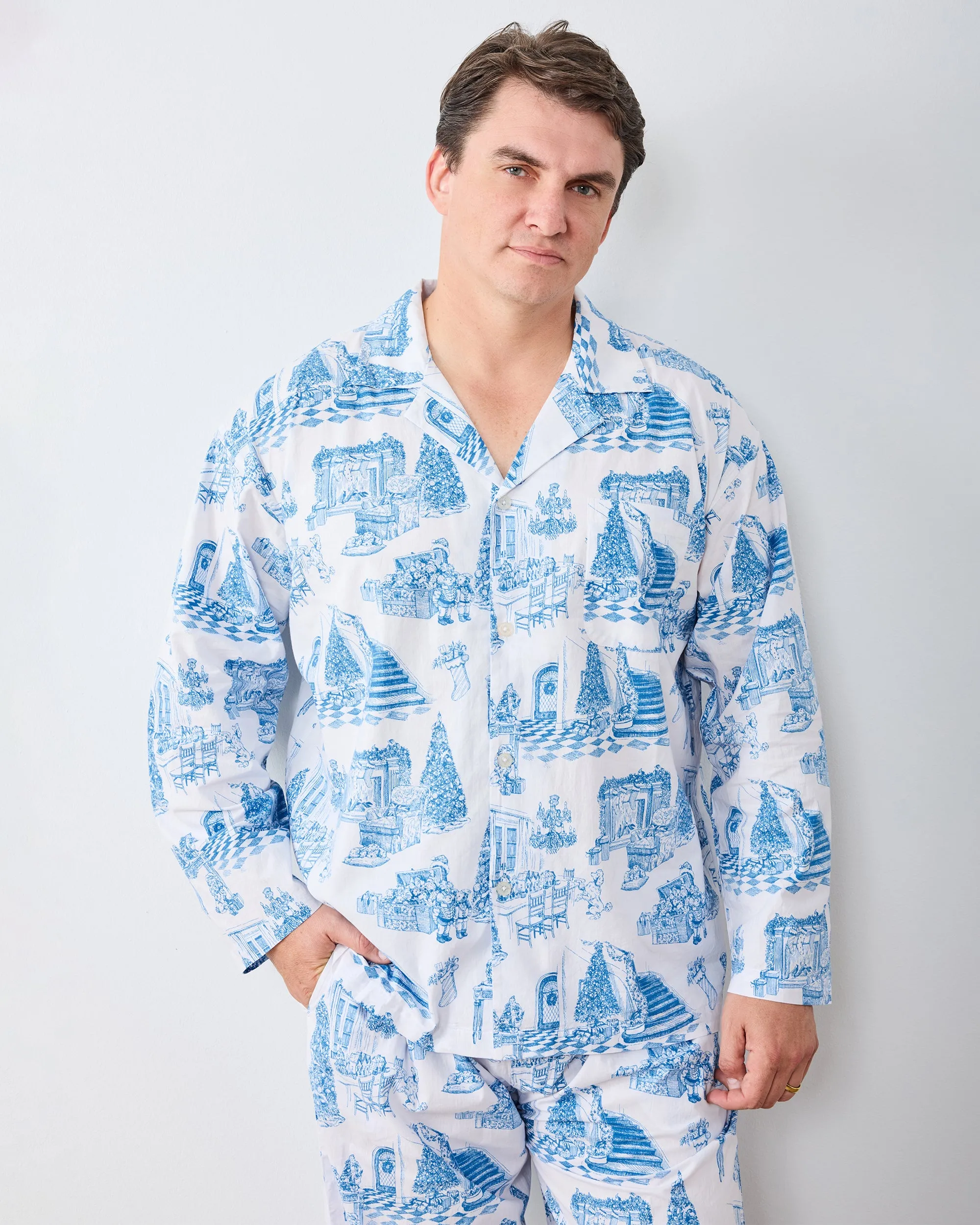 Hollywood Holiday - Men's Long PJ Set - Snow Cloud sold by Printfresh