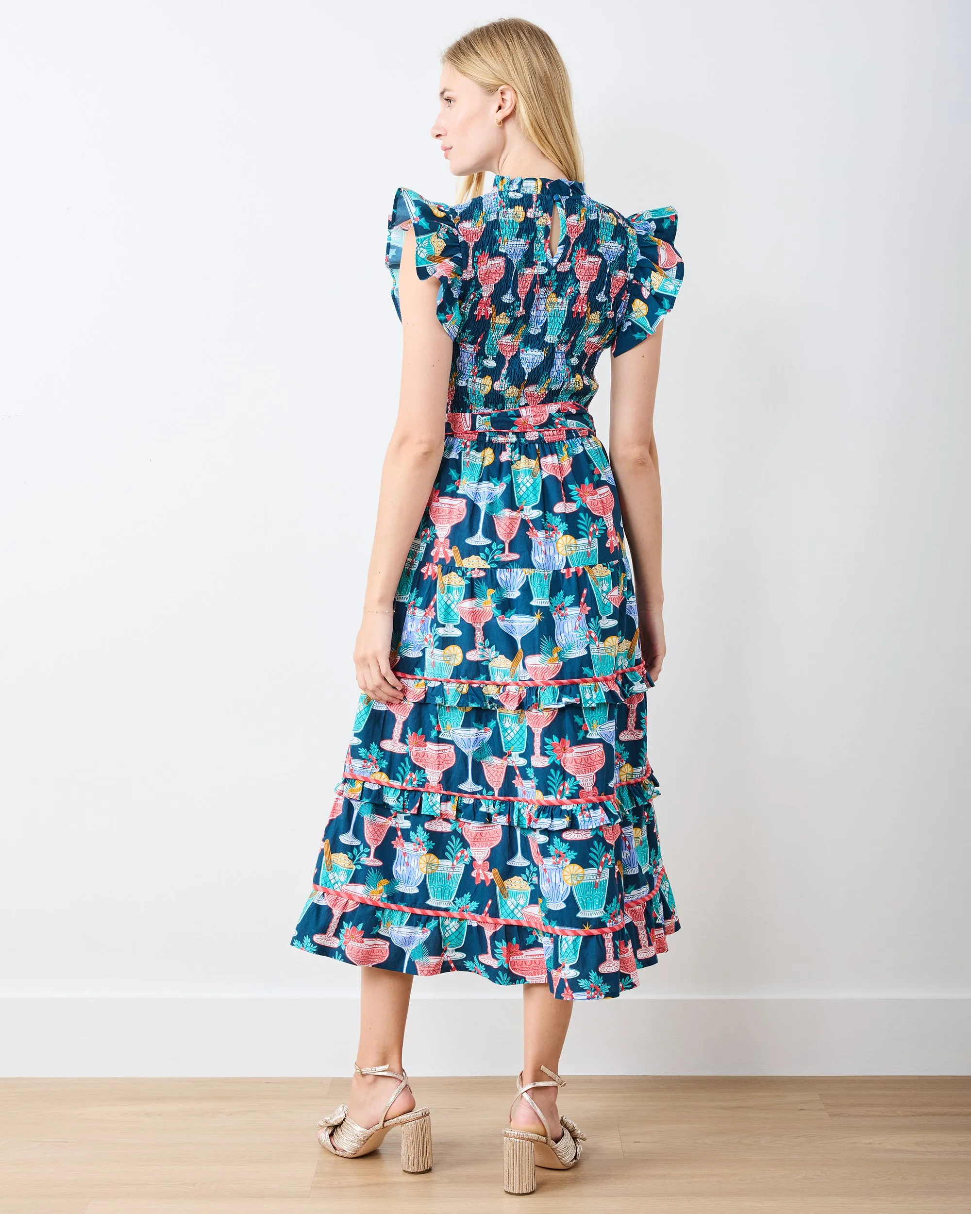 Christmas Cocktails - Ready to Ruffle Dress - Navy sold by Printfresh product image thumbnail 4