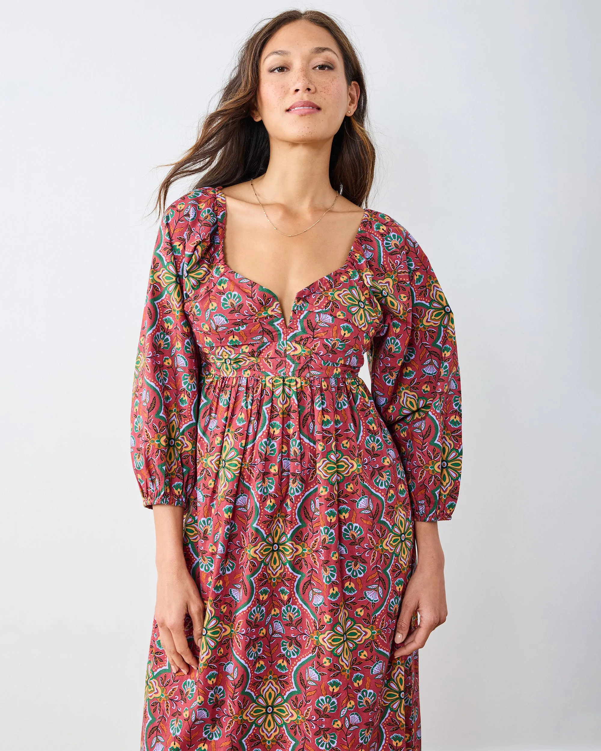 Festive Tapestry - Sloane Dress - Burgundy sold by Printfresh product image thumbnail 3