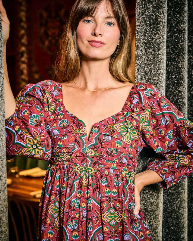 Festive Tapestry - Sloane Dress - Burgundy sold by Printfresh