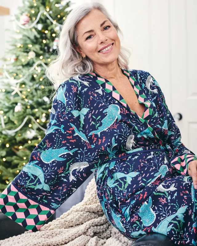 Arctic Sea Life - Eco Satin Robe - Blue Chill sold by Printfresh