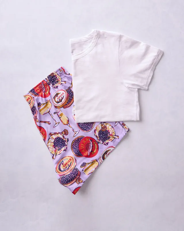 Champagne & Caviar - Eco Satin Boyfriend Boxers & Saturday Tee Bundle - Multi sold by Printfresh