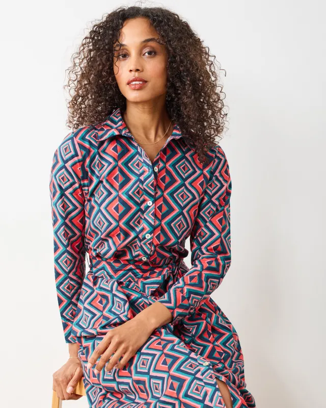 Kaleidoscope Diamond - Monaco Dress - Navy/Red sold by Printfresh