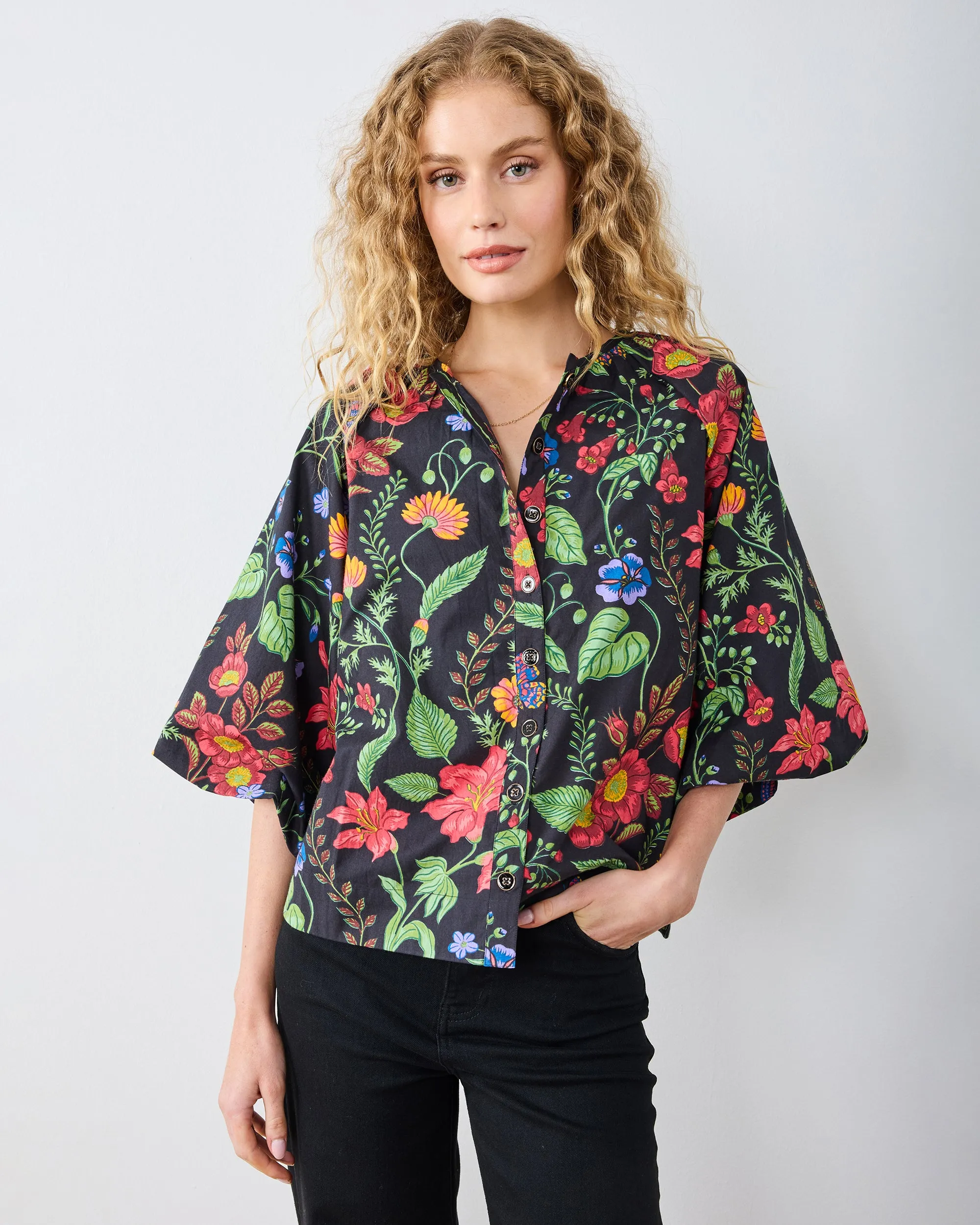 Moonlit Botanical - Blair Blouse - Ink sold by Printfresh product image thumbnail 4