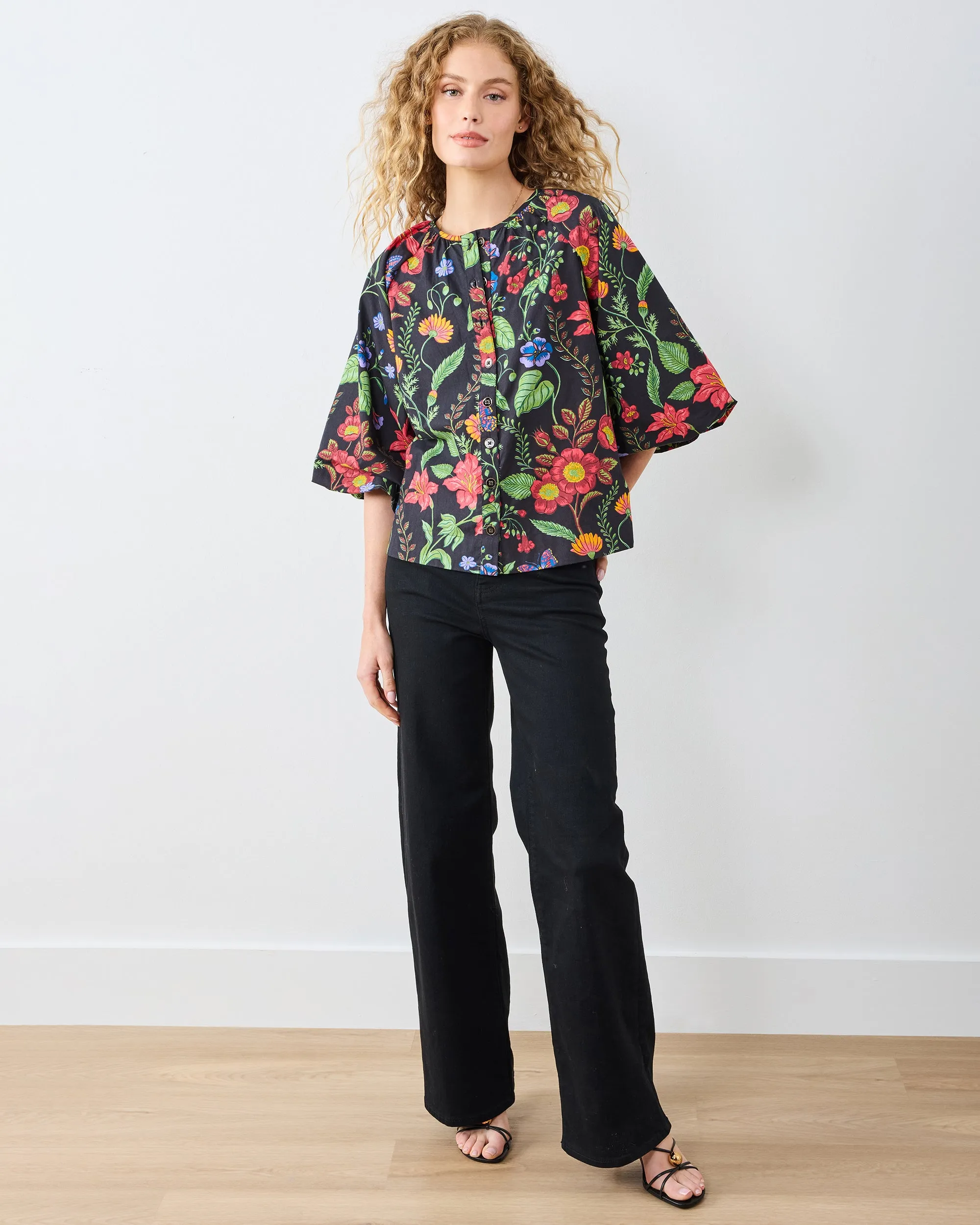 Moonlit Botanical - Blair Blouse - Ink sold by Printfresh product image thumbnail 2