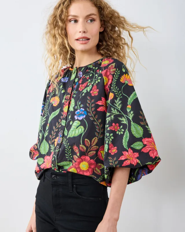 Moonlit Botanical - Blair Blouse - Ink sold by Printfresh