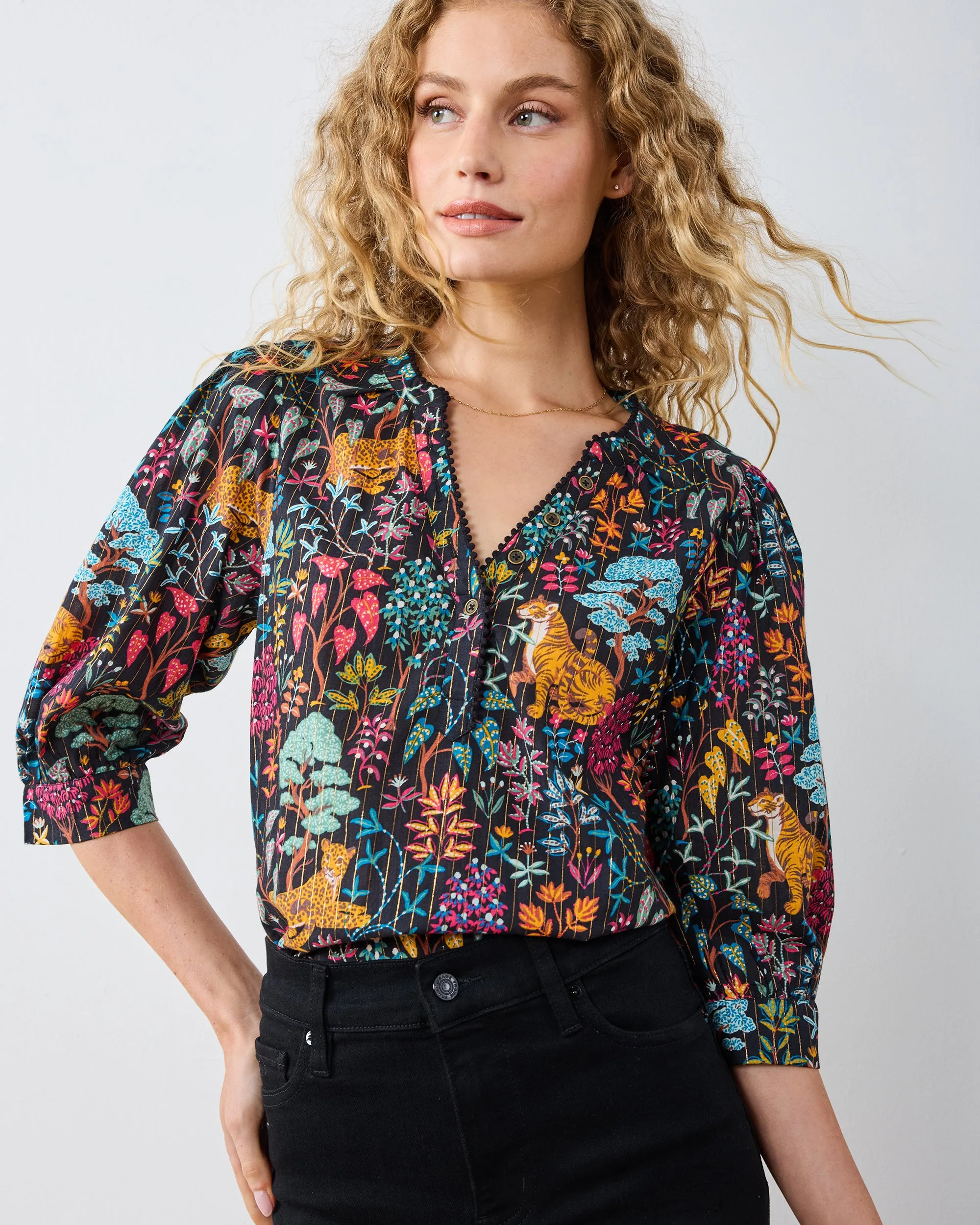 Garden Managerie - Juno Blouse - Ink sold by Printfresh product image thumbnail 2