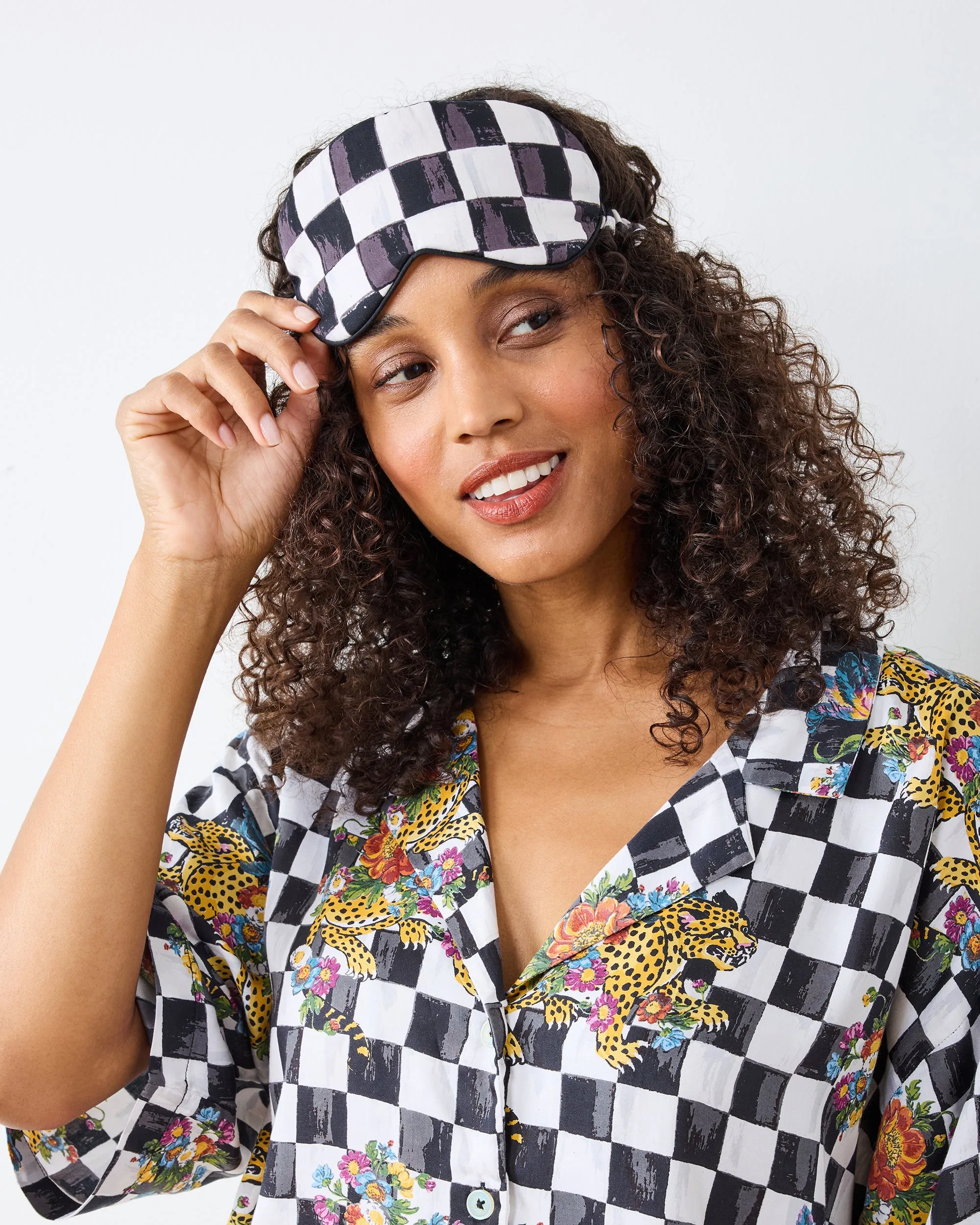 Courtly Check Bagheera - Eco Satin Eye Mask - Floral sold by Printfresh product image thumbnail 2