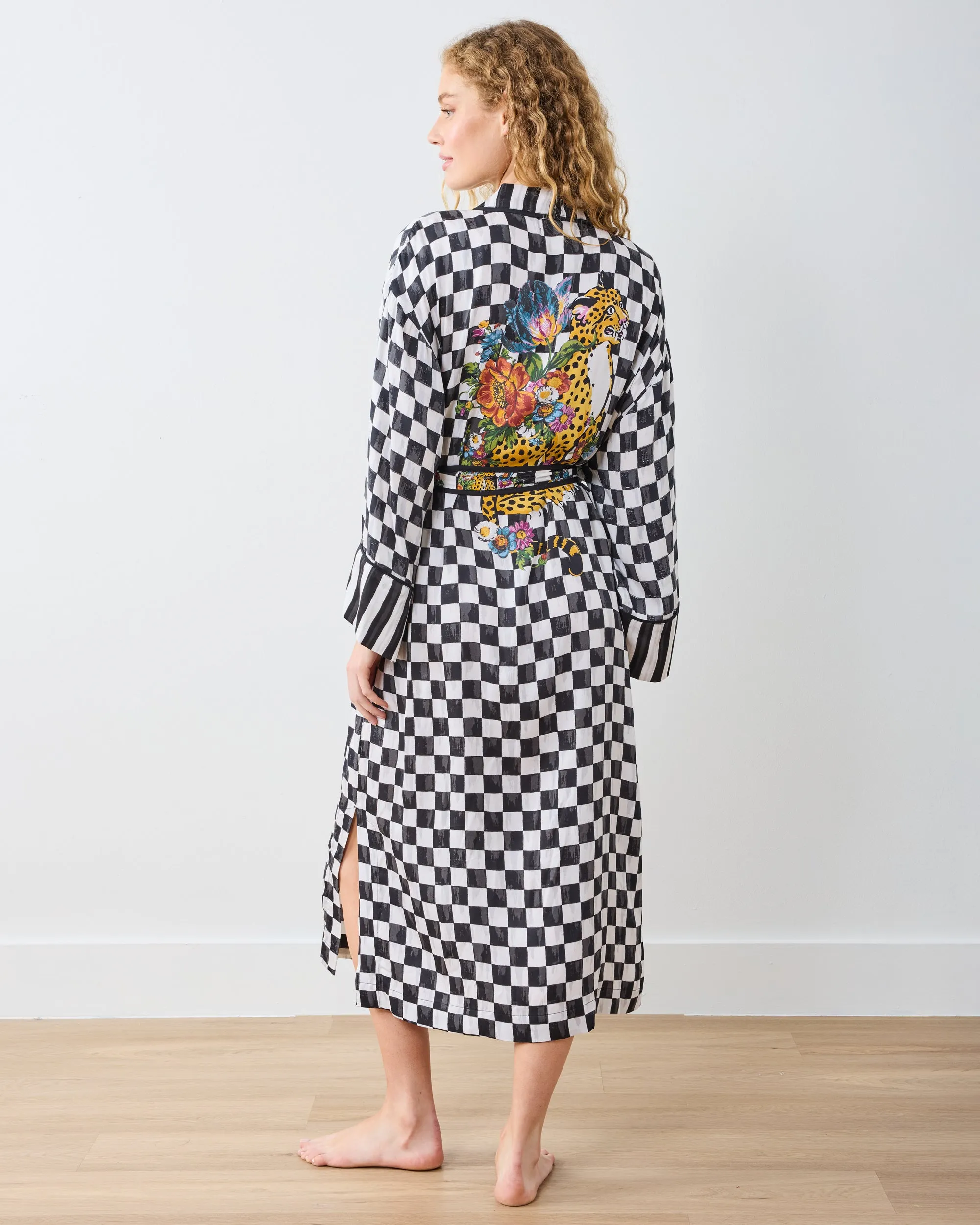 Courtly Check Bagheera - Eco Satin Robe - Floral sold by Printfresh product image thumbnail 3
