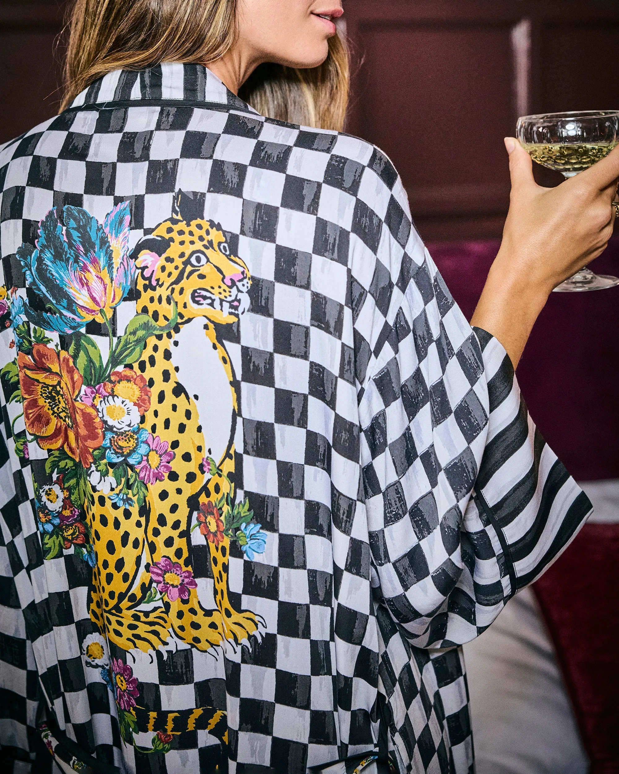 Courtly Check Bagheera - Eco Satin Robe - Floral sold by Printfresh product image thumbnail 4