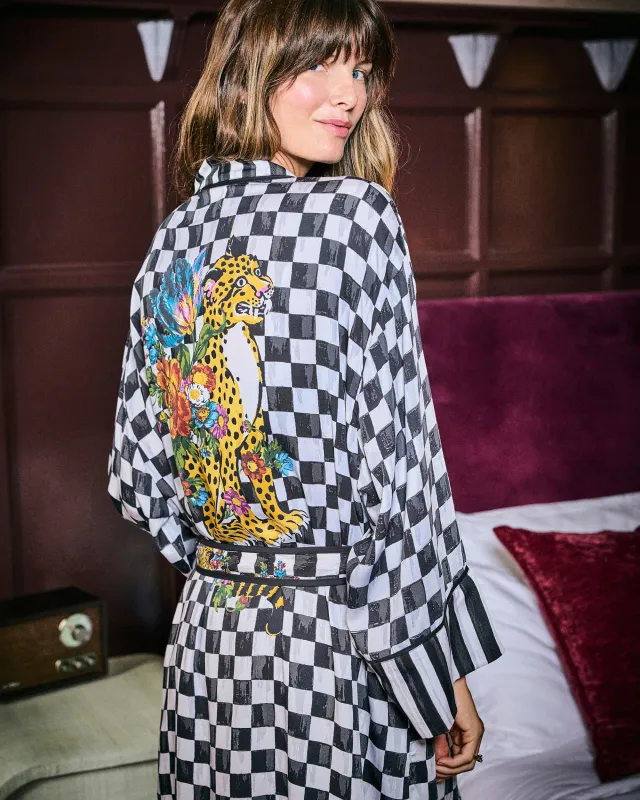 Courtly Check Bagheera - Eco Satin Robe - Floral sold by Printfresh