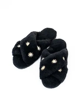Black Sheepskin Slippers with Rhinestones sold by Printfresh product image thumbnail 2