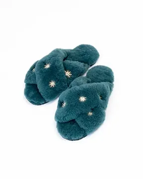 Blue Sheepskin Slippers with Rhinestones sold by Printfresh product image thumbnail 2
