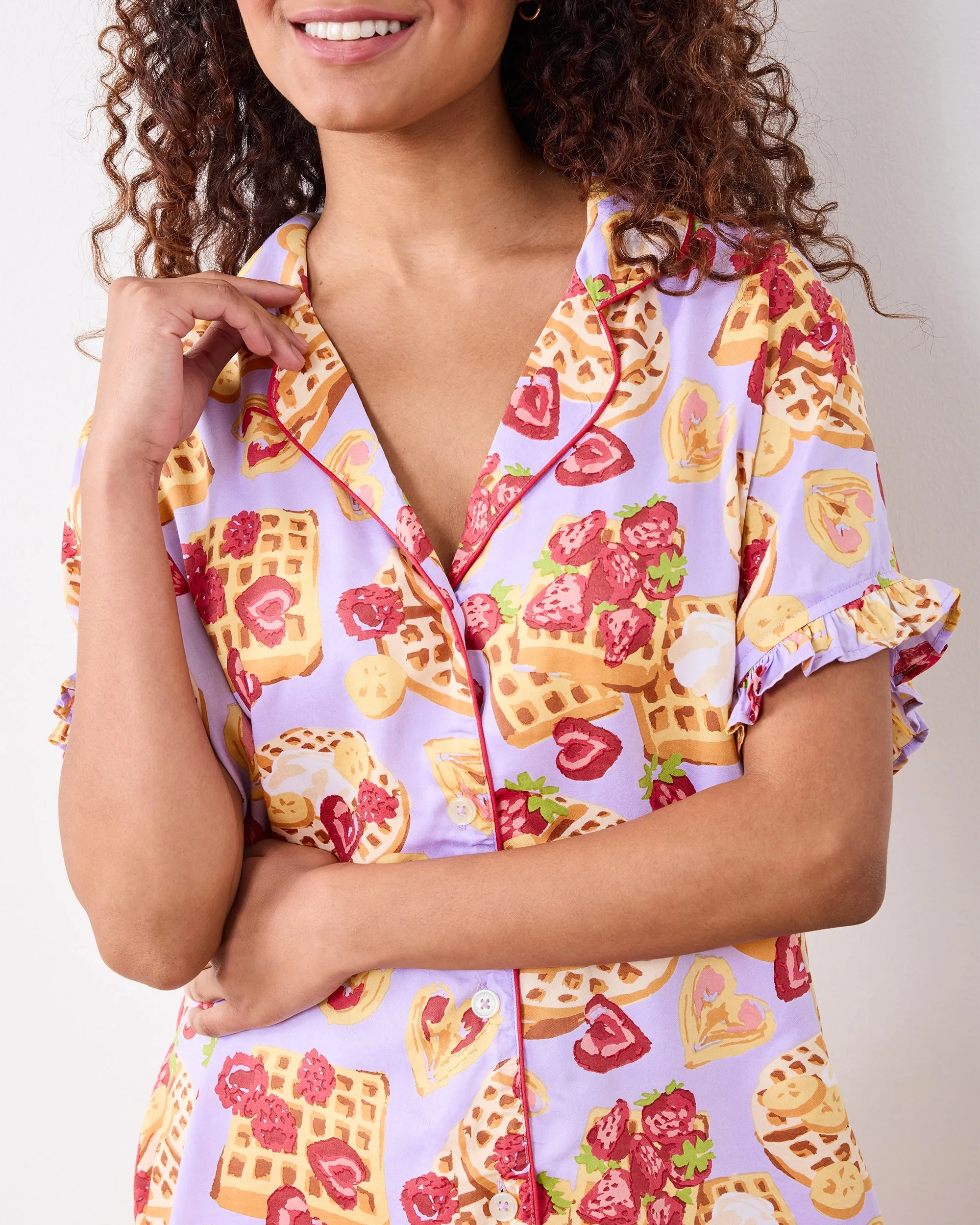 Waffles In Bed - Eco Satin Ruffle Set - Lavendar sold by Printfresh product image thumbnail 5