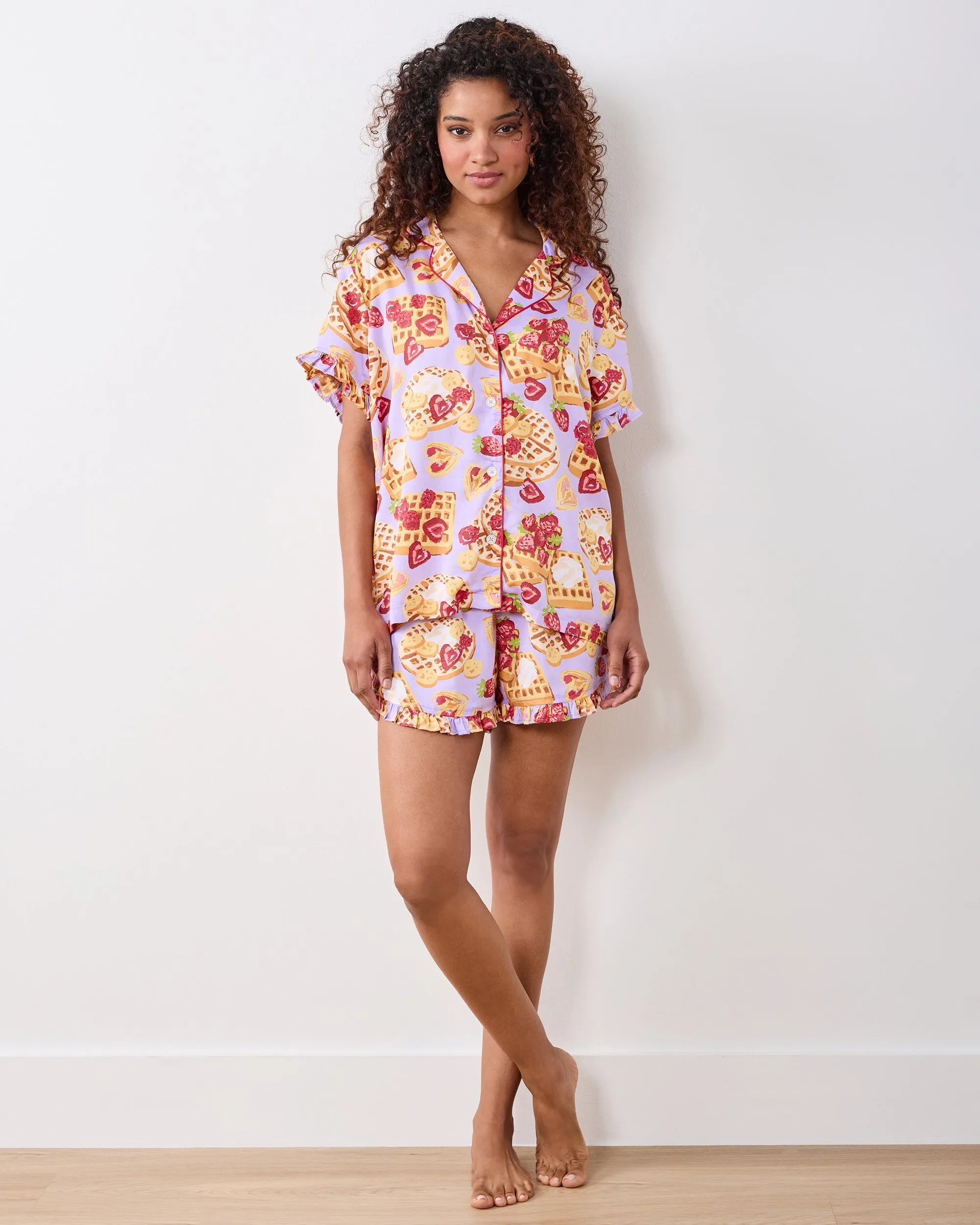 Waffles In Bed - Eco Satin Ruffle Set - Lavendar sold by Printfresh product image thumbnail 3