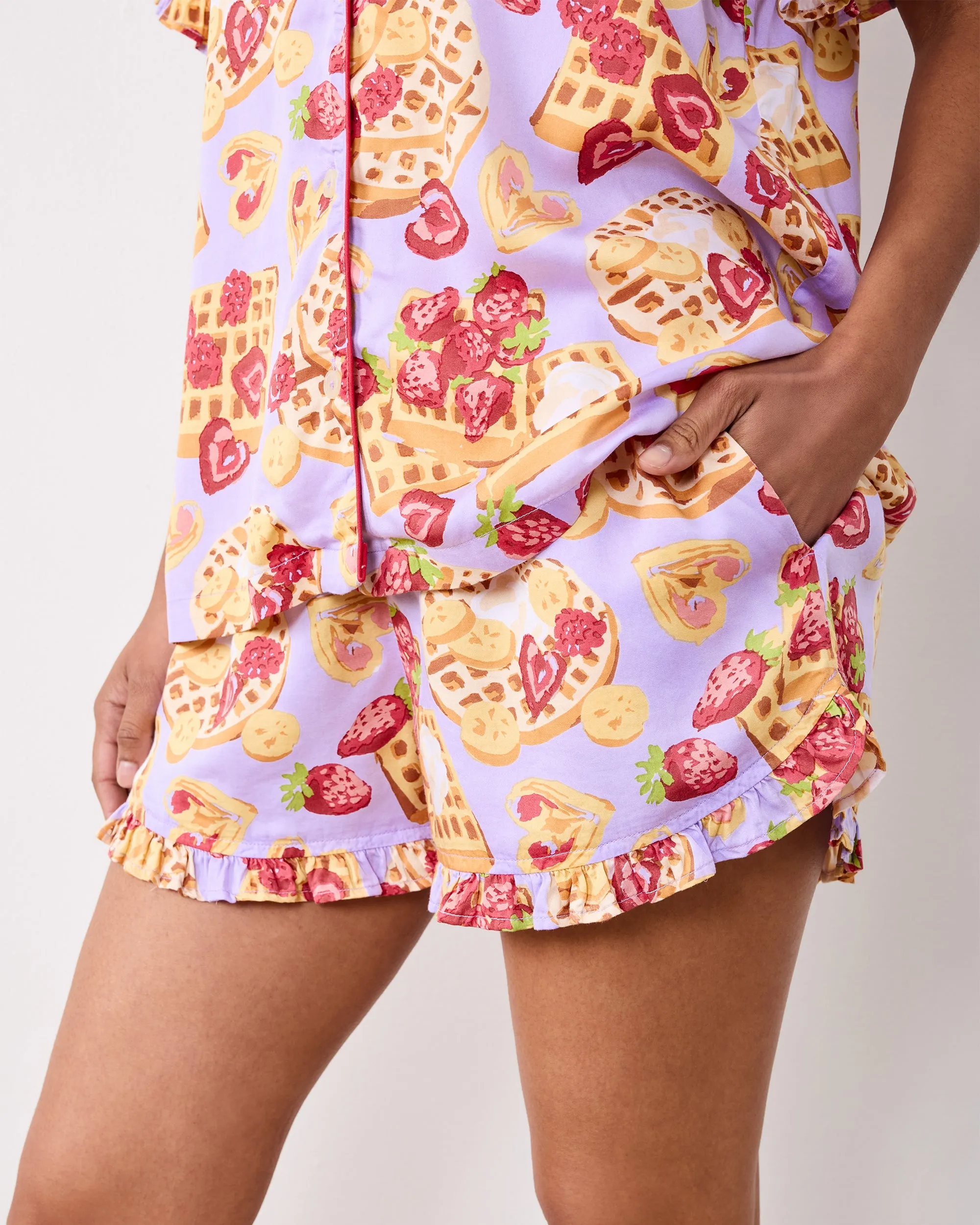 Waffles In Bed - Eco Satin Ruffle Set - Lavendar sold by Printfresh product image thumbnail 2