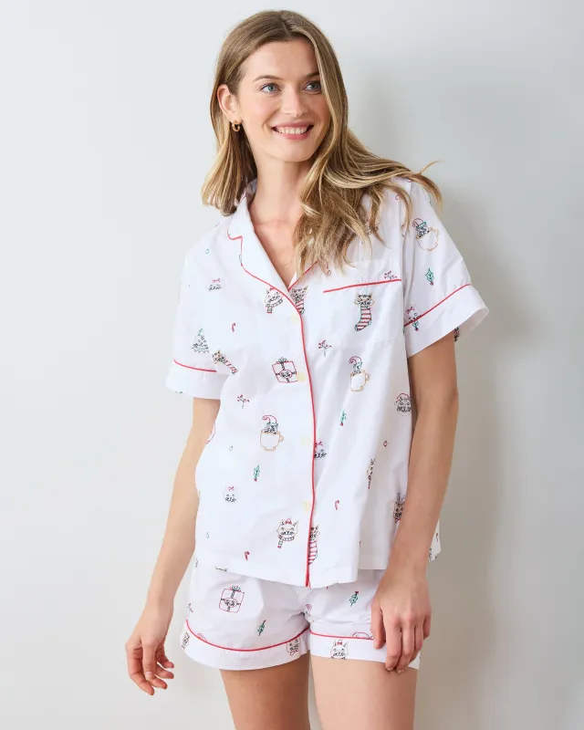 Holiday Cats - Short PJ Set - Cloud sold by Printfresh