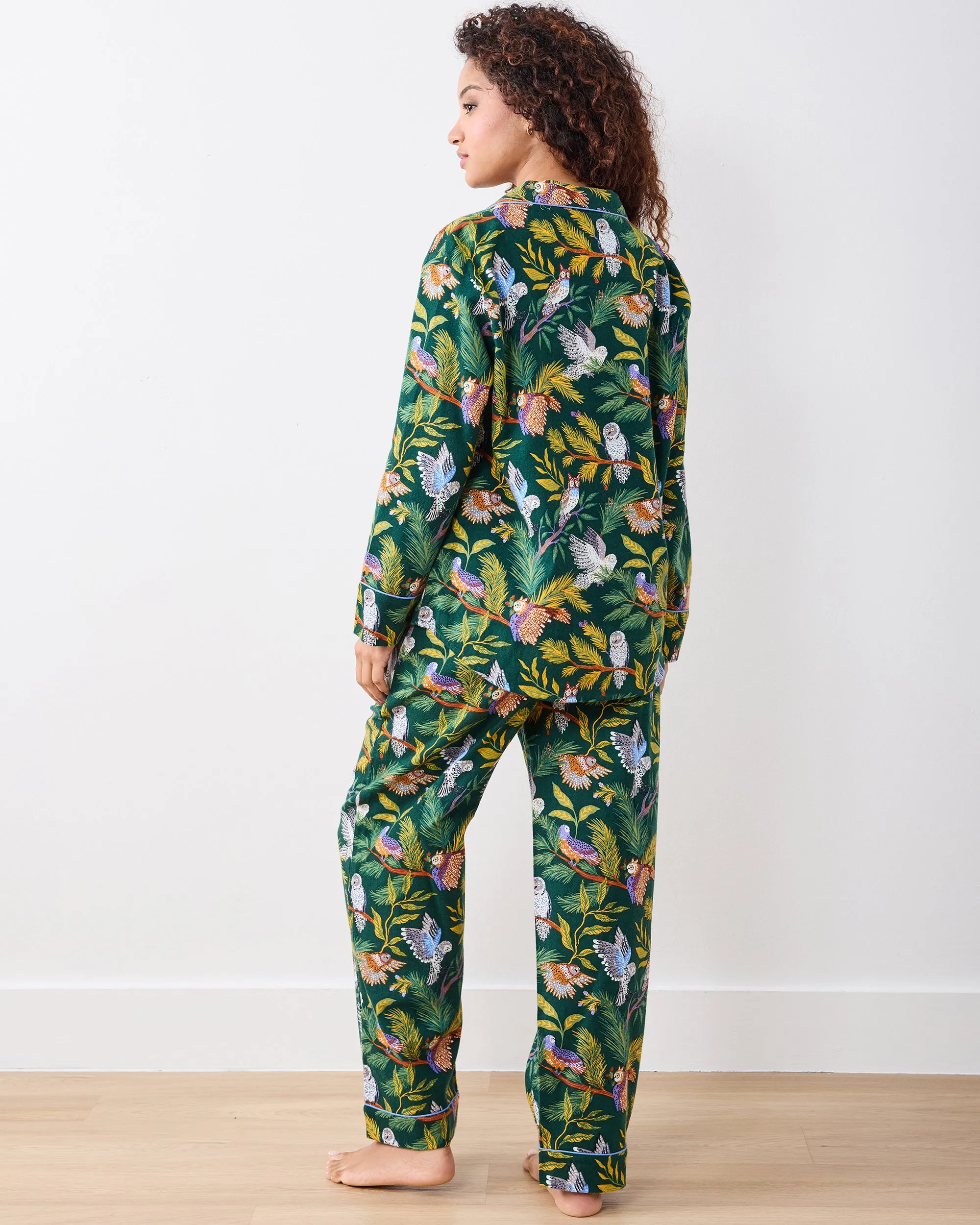 Wise Owls - Tall Midweight Flannel Long PJ Set - Pine Tree sold by Printfresh product image thumbnail 5