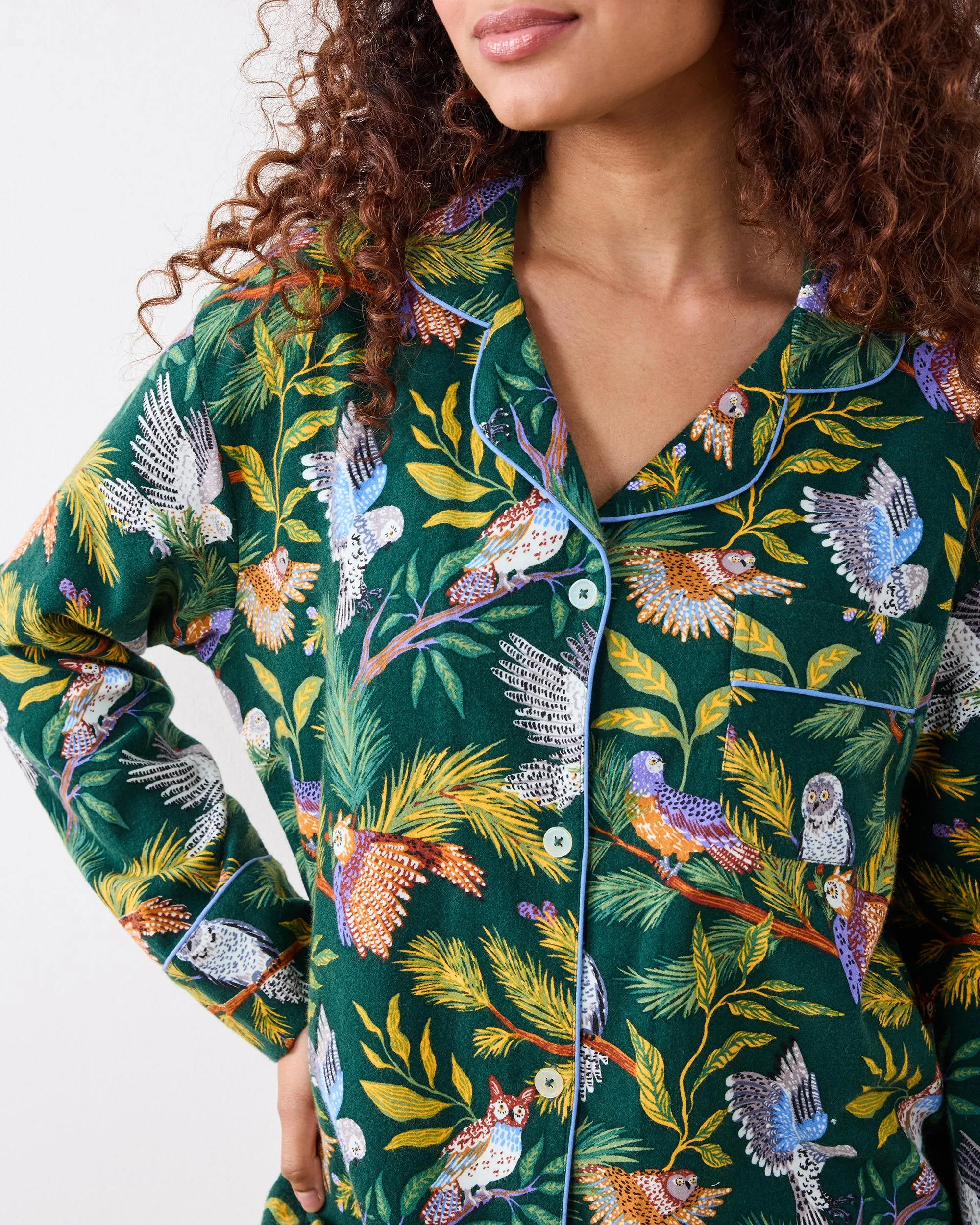 Wise Owls - Tall Midweight Flannel Long PJ Set - Pine Tree sold by Printfresh product image thumbnail 3