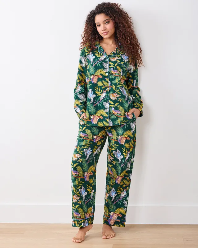 Wise Owls - Tall Midweight Flannel Long PJ Set - Pine Tree sold by Printfresh