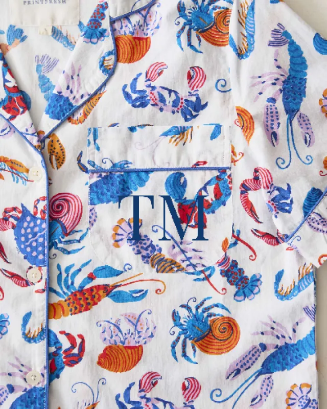 Pretty Pinchers - Short Sleeve Top & Cropped Pants Set - Cloud sold by Printfresh