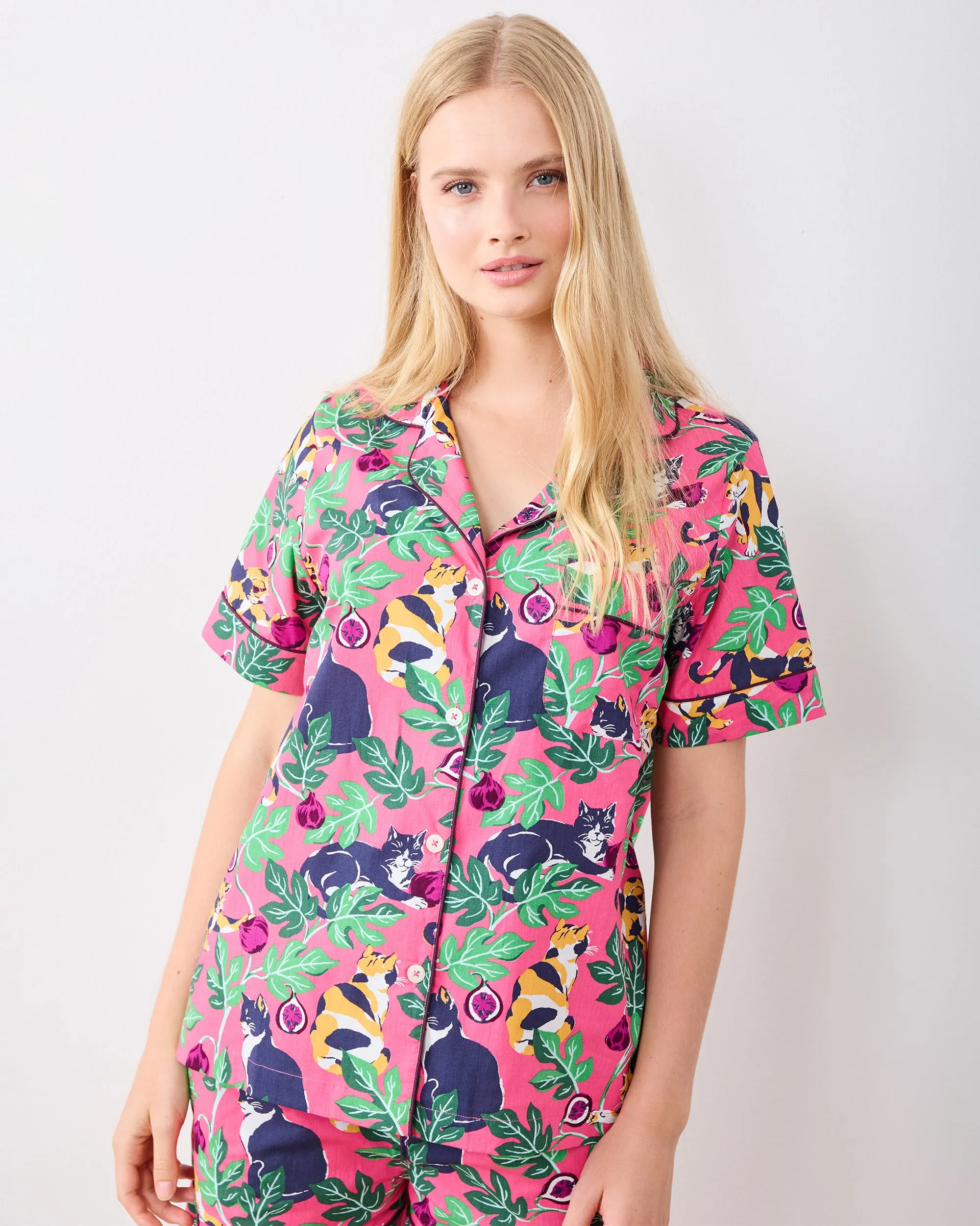 Figs & Felines - Short PJ Set - Sweet Pink sold by Printfresh