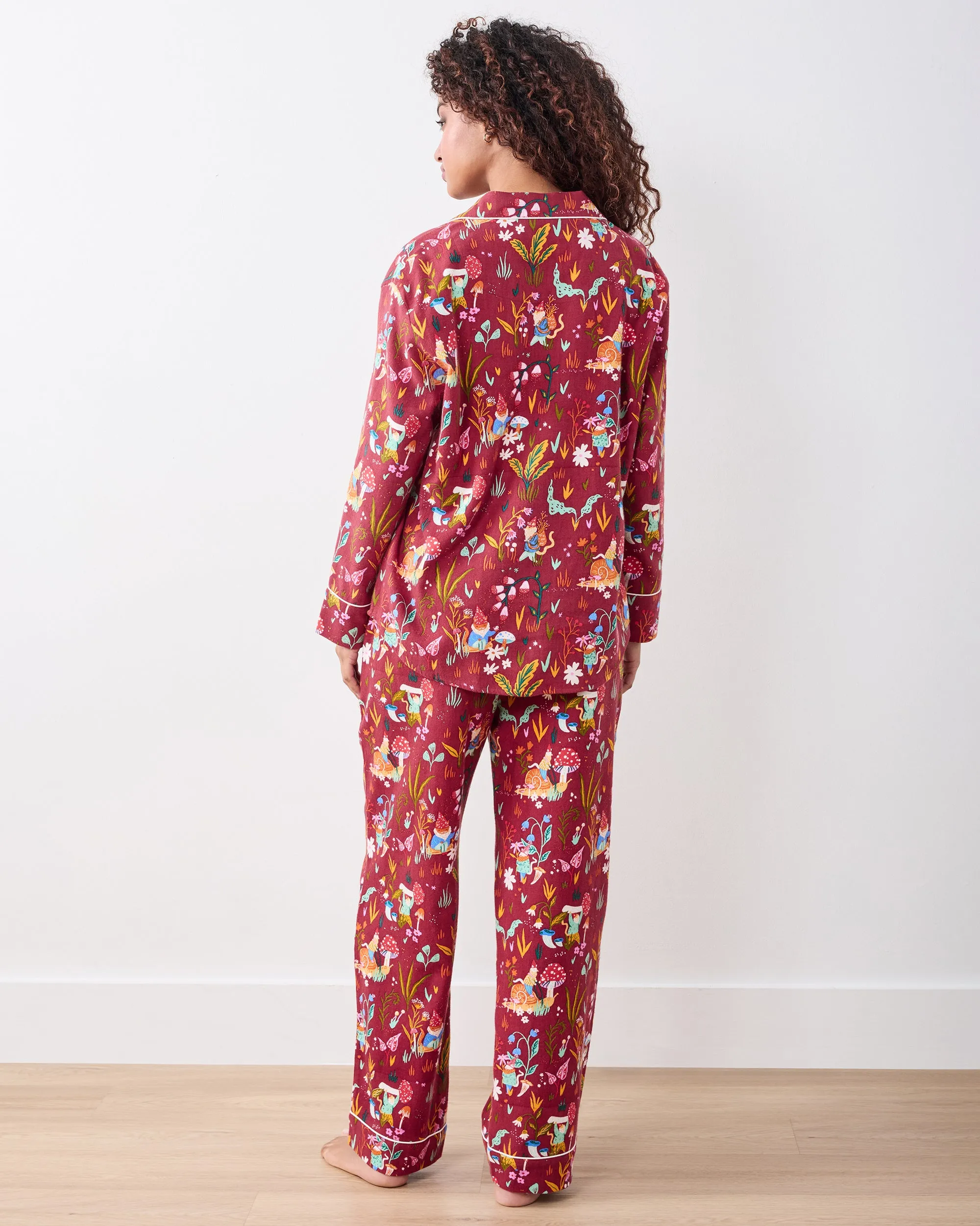Gnome Garden - Midweight Flannel Long PJ Set - Garnet sold by Printfresh product image thumbnail 5