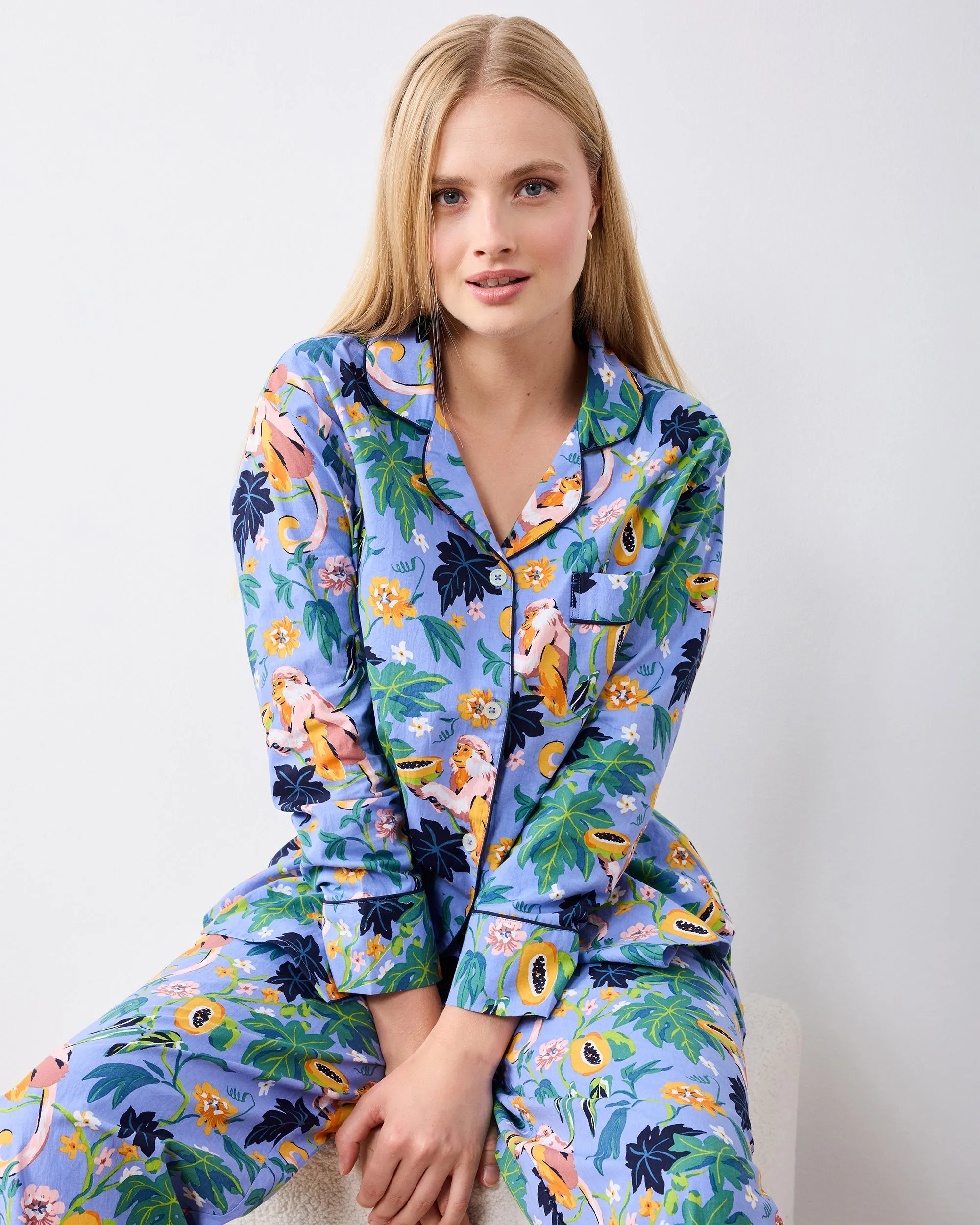 Papaya Paradise - Long PJ Set - Periwinkle sold by Printfresh product image thumbnail 2