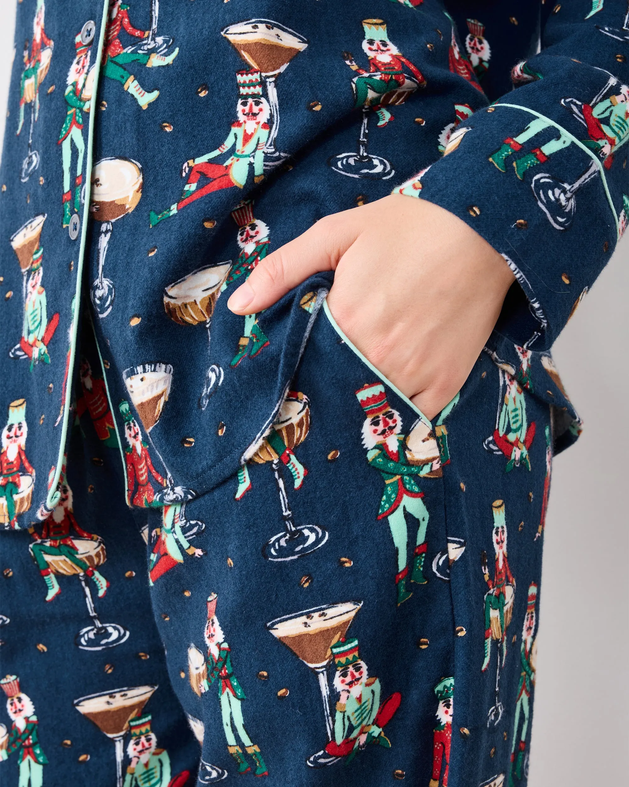 Tipsy Nutcrackers - Tall Midweight Flannel Long PJ Set - Arctic Espresso sold by Printfresh product image thumbnail 4