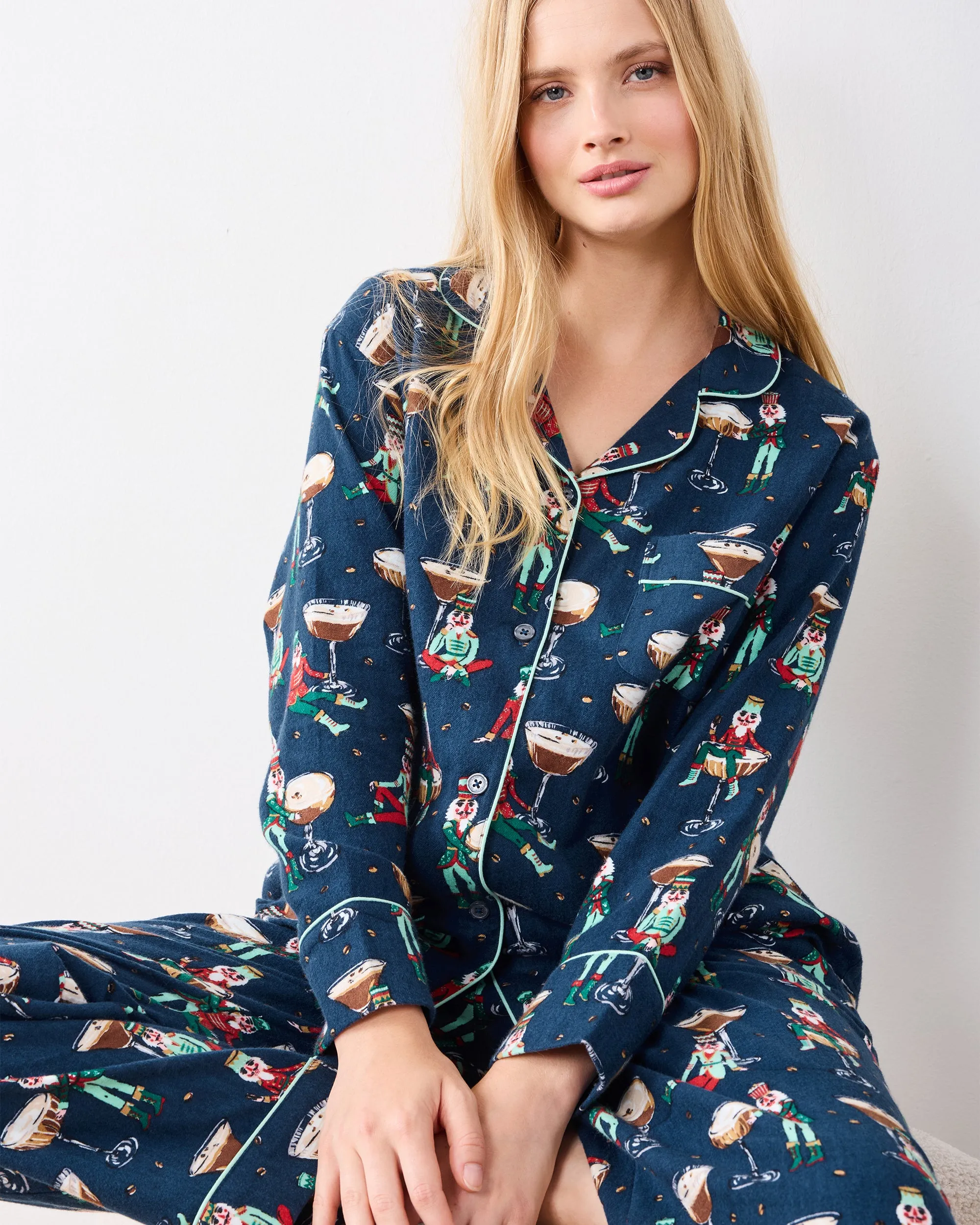 Tipsy Nutcrackers - Tall Midweight Flannel Long PJ Set - Arctic Espresso sold by Printfresh product image thumbnail 3