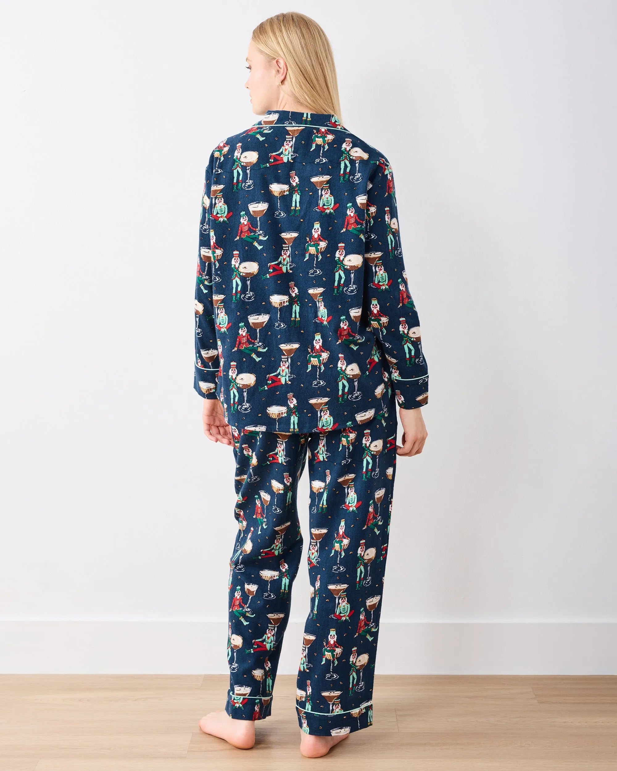 Tipsy Nutcrackers - Petite Midweight Flannel Long PJ Set - Arctic Espresso sold by Printfresh product image thumbnail 4