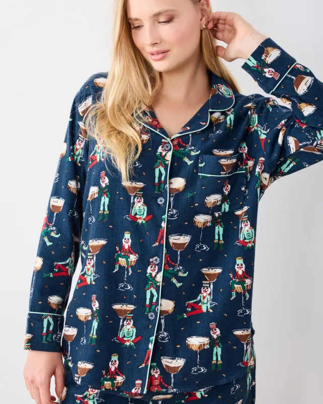 Tipsy Nutcrackers - Midweight Flannel Long PJ Set - Arctic Espresso made by Printfresh