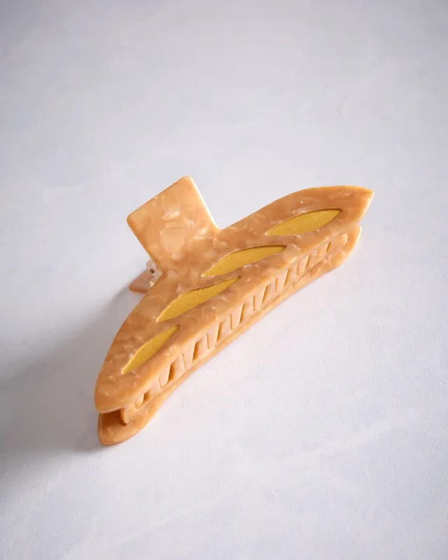 Brown Combo - Hand Painted French Baguette Bread Claw Hair Clip - Solar Eclipse sold by Printfresh