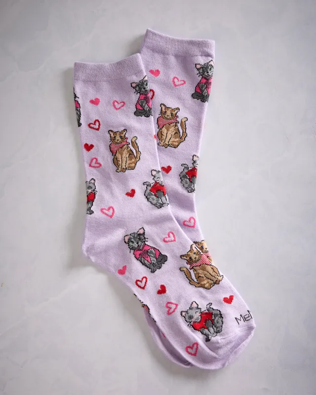 Lavender - Fur Ever Hearts Bamboo Crew Sock - Memoi sold by Printfresh