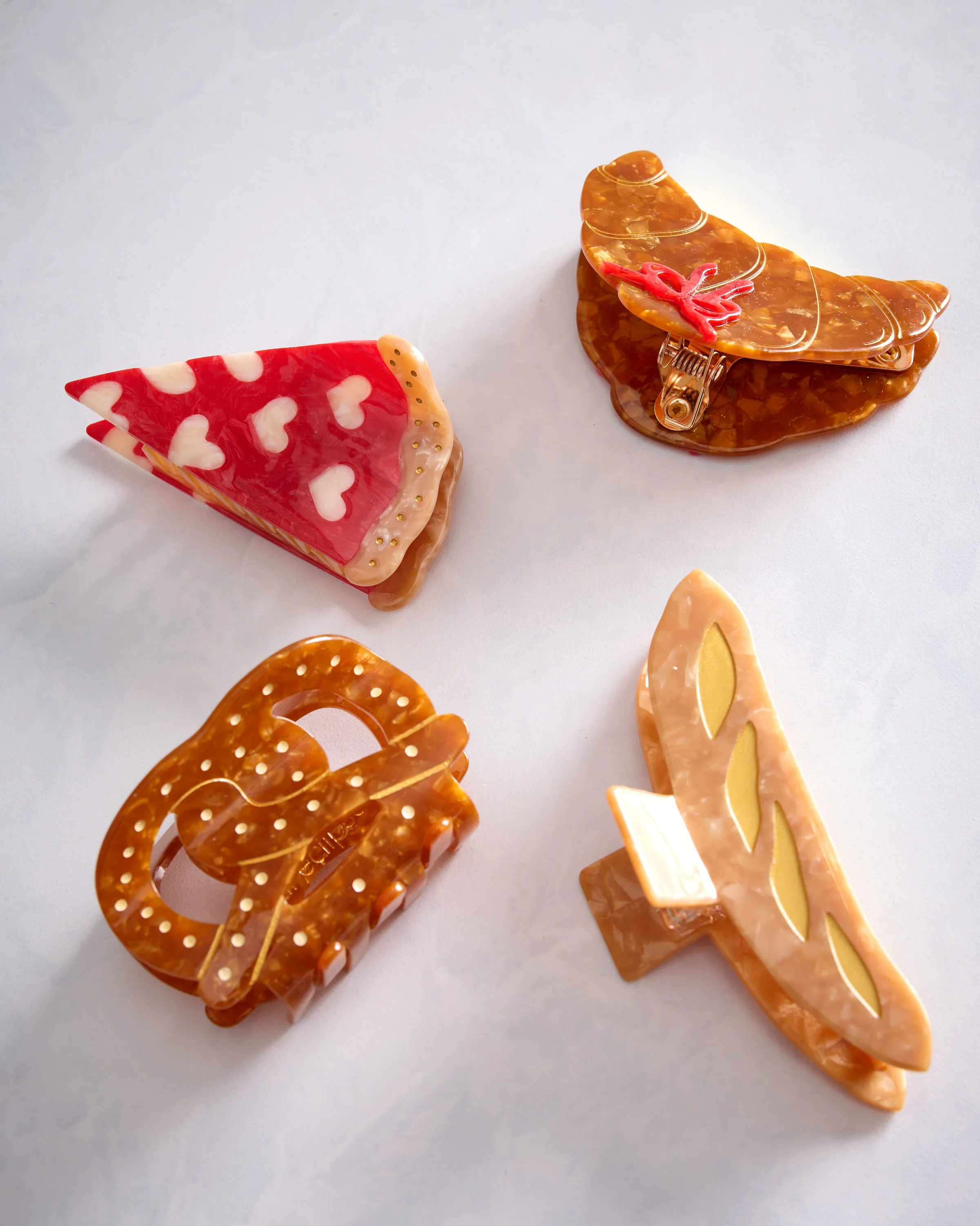 Red Heart Combo - Hand Painted Pizza Claw Hair Clip - Solar Eclipse sold by Printfresh product image thumbnail 3