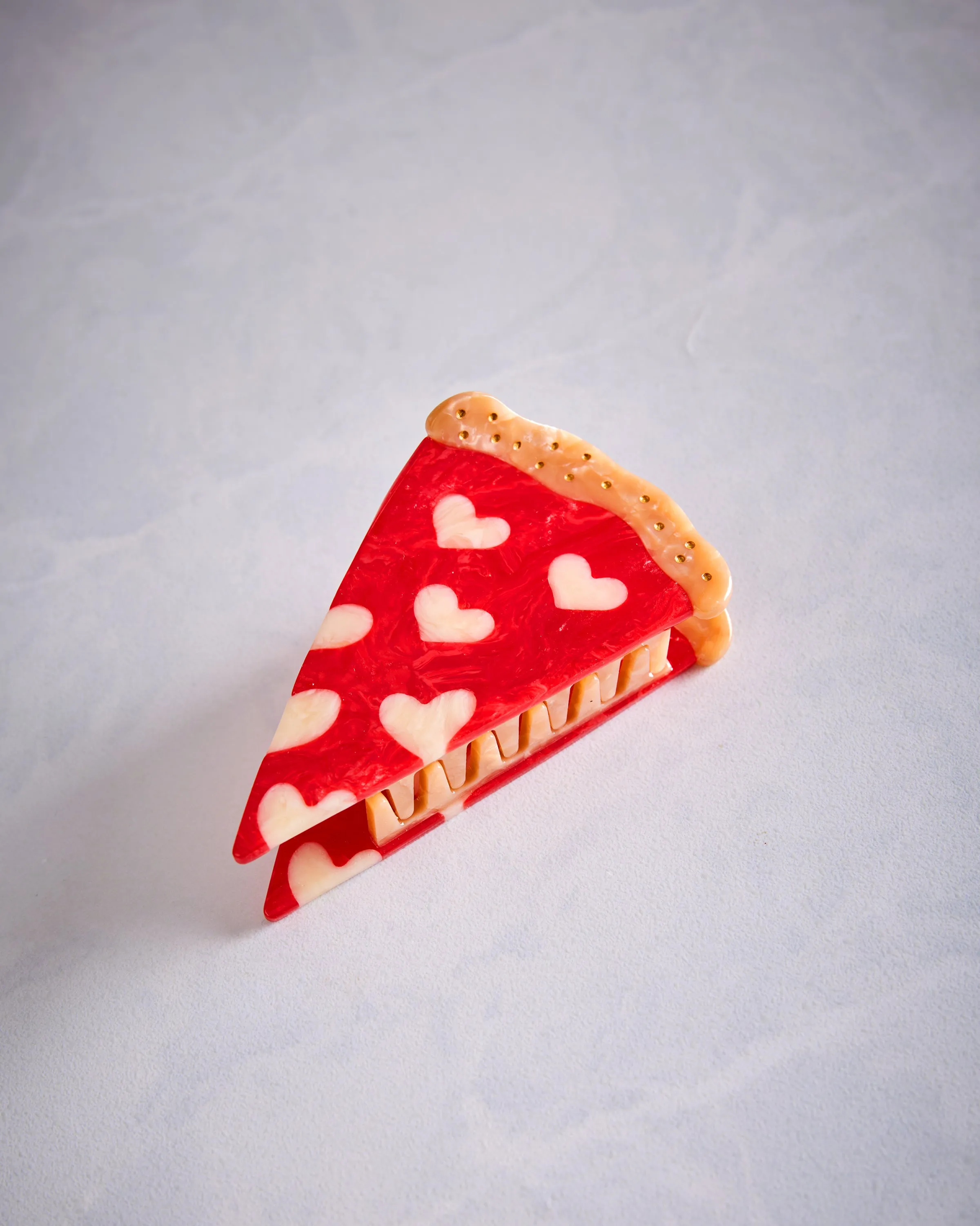 Red Heart Combo - Hand Painted Pizza Claw Hair Clip - Solar Eclipse sold by Printfresh