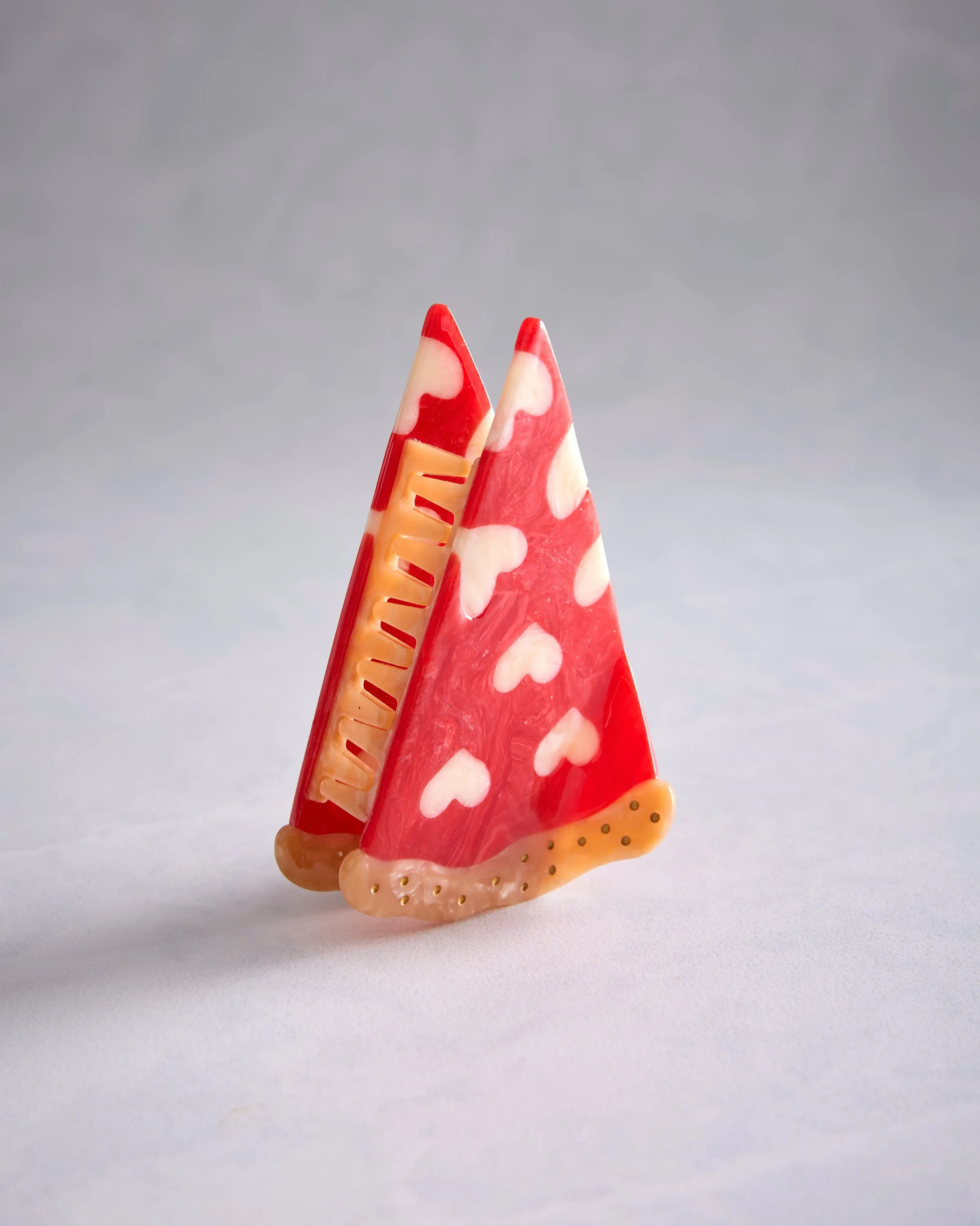 Red Heart Combo - Hand Painted Pizza Claw Hair Clip - Solar Eclipse sold by Printfresh product image thumbnail 2