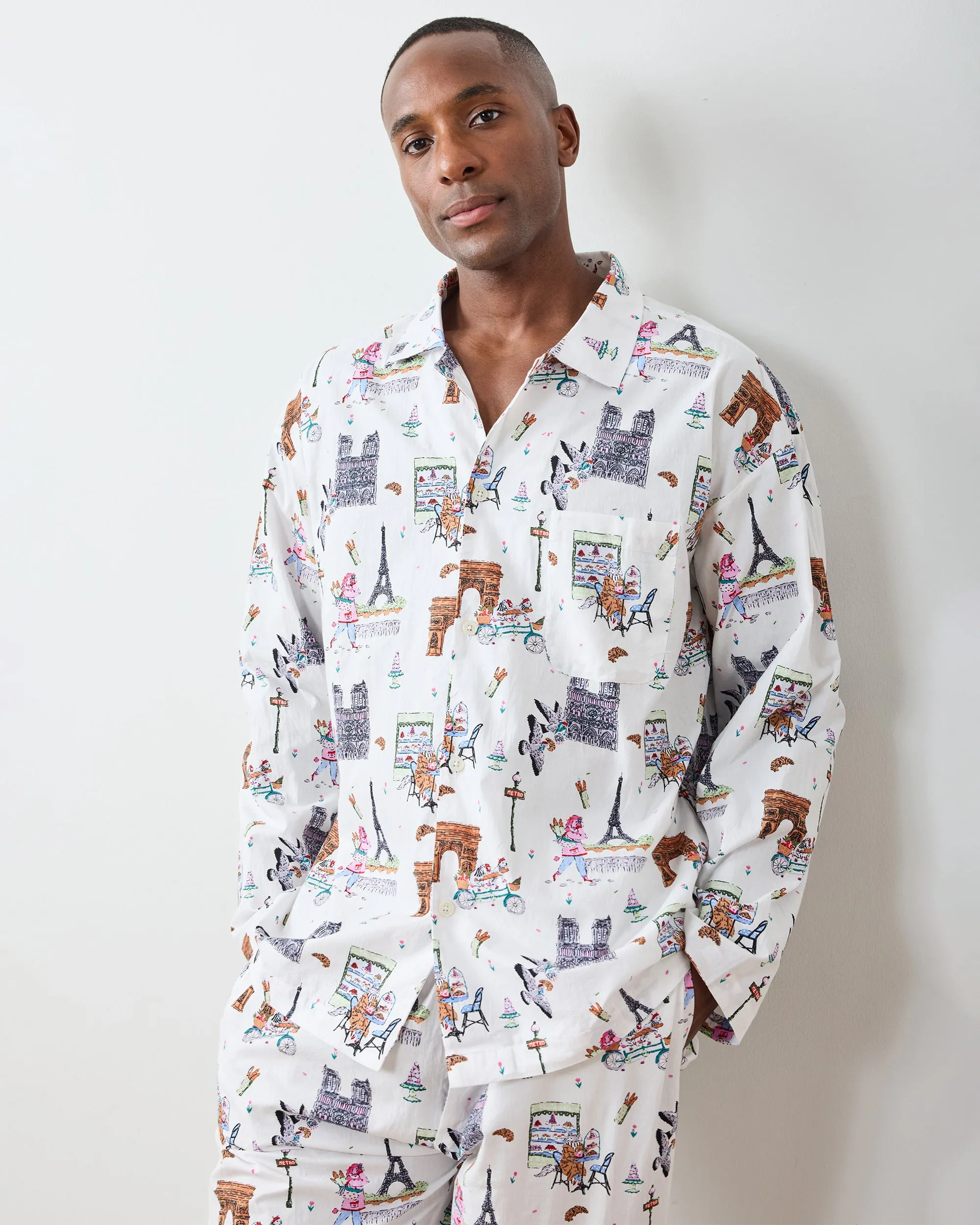 Paris Getaway - Men's Long PJ Set - Cloud sold by Printfresh