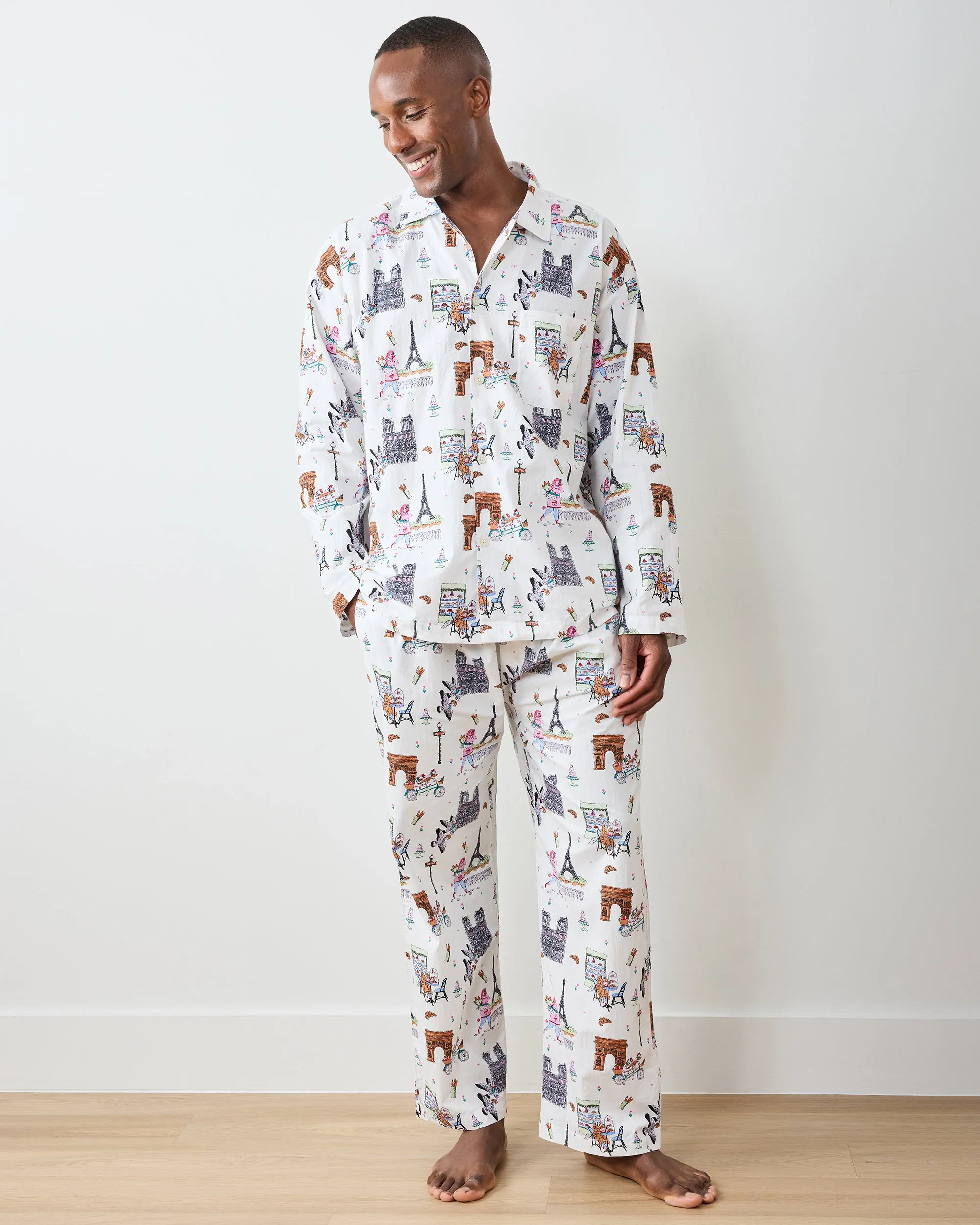 Paris Getaway - Men's Long PJ Set - Cloud sold by Printfresh product image thumbnail 2