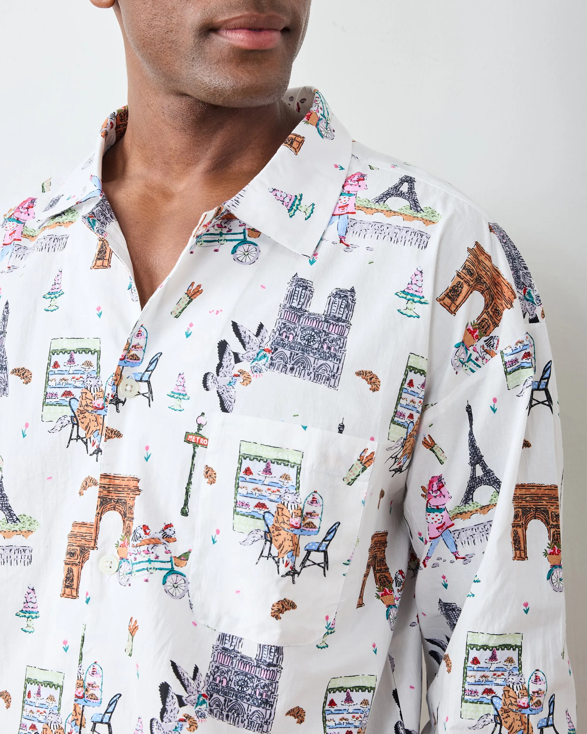 Paris Getaway - Men's Long PJ Set - Cloud sold by Printfresh product image thumbnail 3