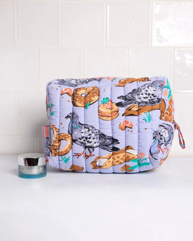 Peckish Pastries - Quilted Pouch - Lavender Lovebird sold by Printfresh