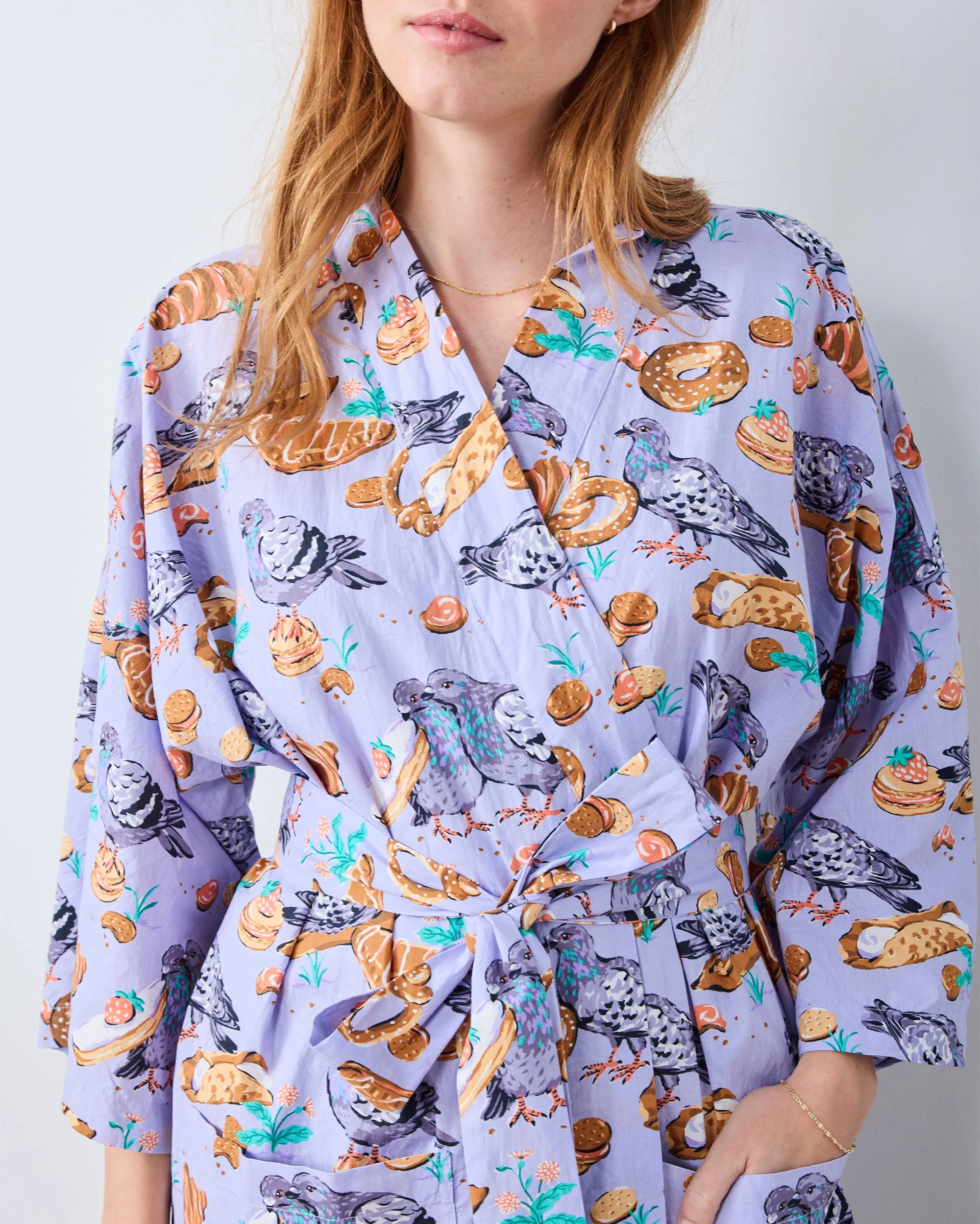 Peckish Pastries - Long Robe - Lavender Lovebird sold by Printfresh product image thumbnail 4